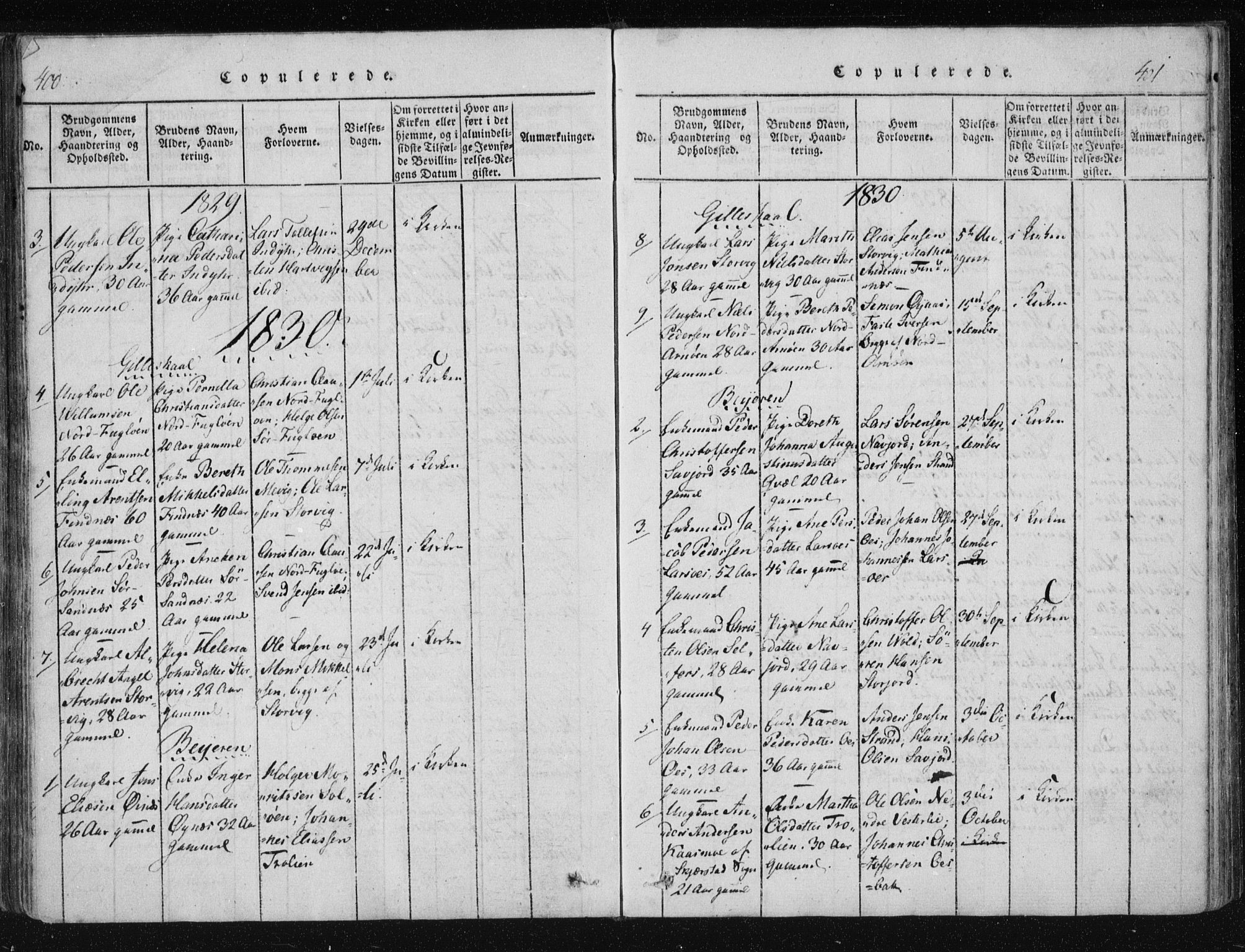 Ministerialprotokoller, klokkerbøker og fødselsregistre - Nordland, SAT/A-1459/805/L0096: Parish register (official) no. 805A03, 1820-1837, p. 400-401