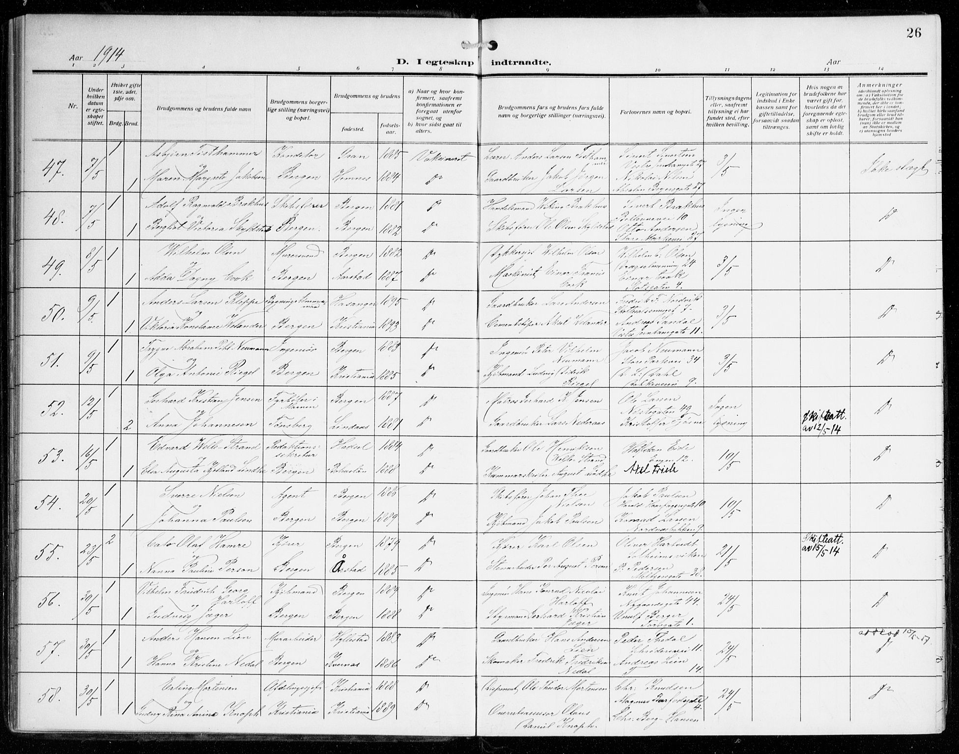 Johanneskirken sokneprestembete, AV/SAB-A-76001/H/Haa/L0013: Parish register (official) no. D 2, 1912-1929, p. 26