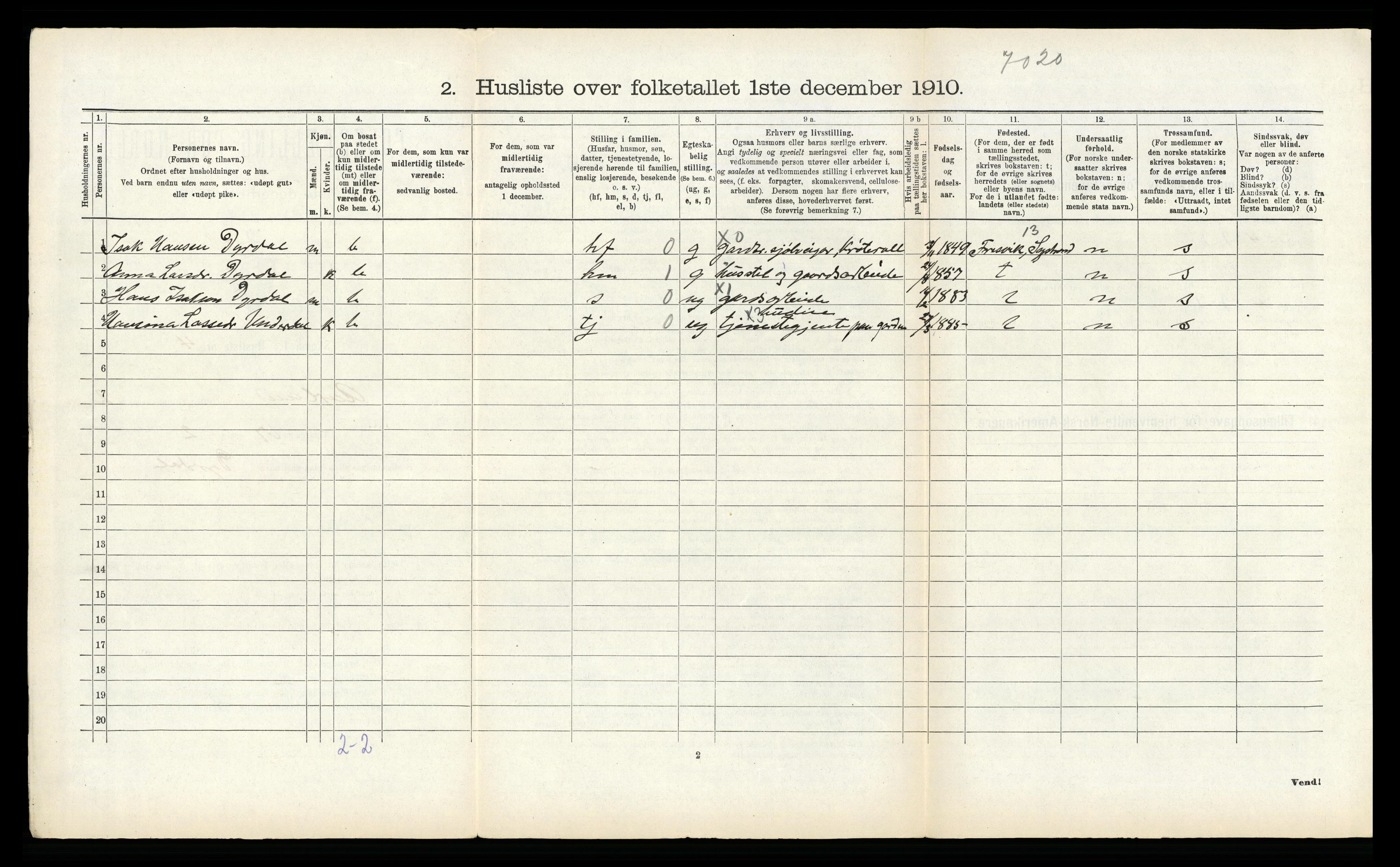 RA, 1910 census for Aurland, 1910, p. 146