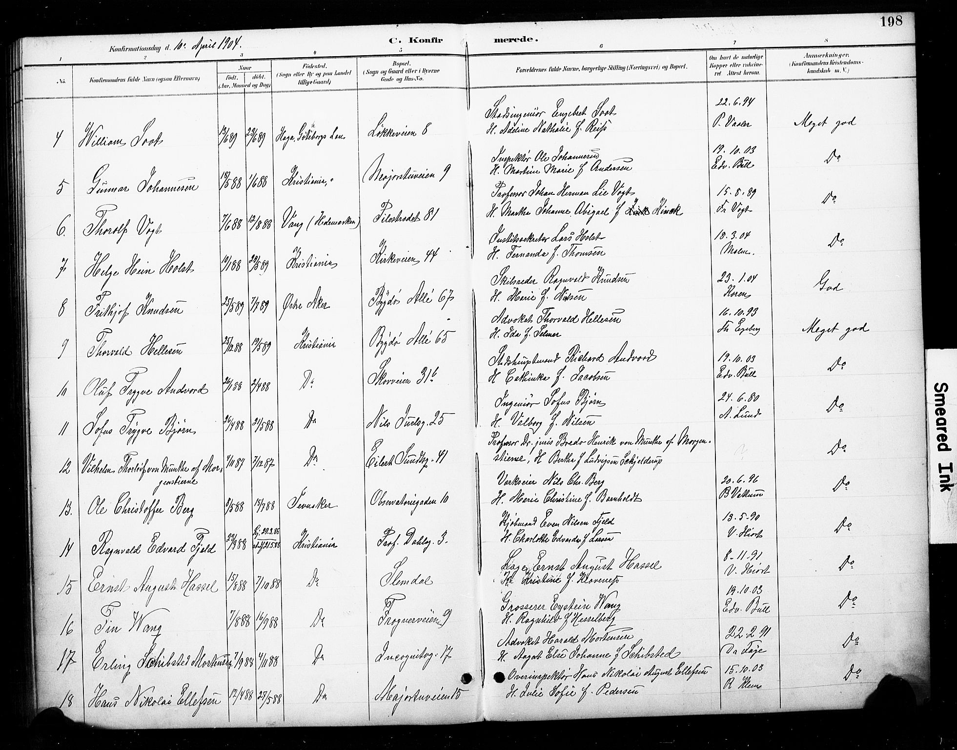 Uranienborg prestekontor Kirkebøker, SAO/A-10877/F/Fa/L0003: Parish register (official) no. 3, 1890-1904, p. 198