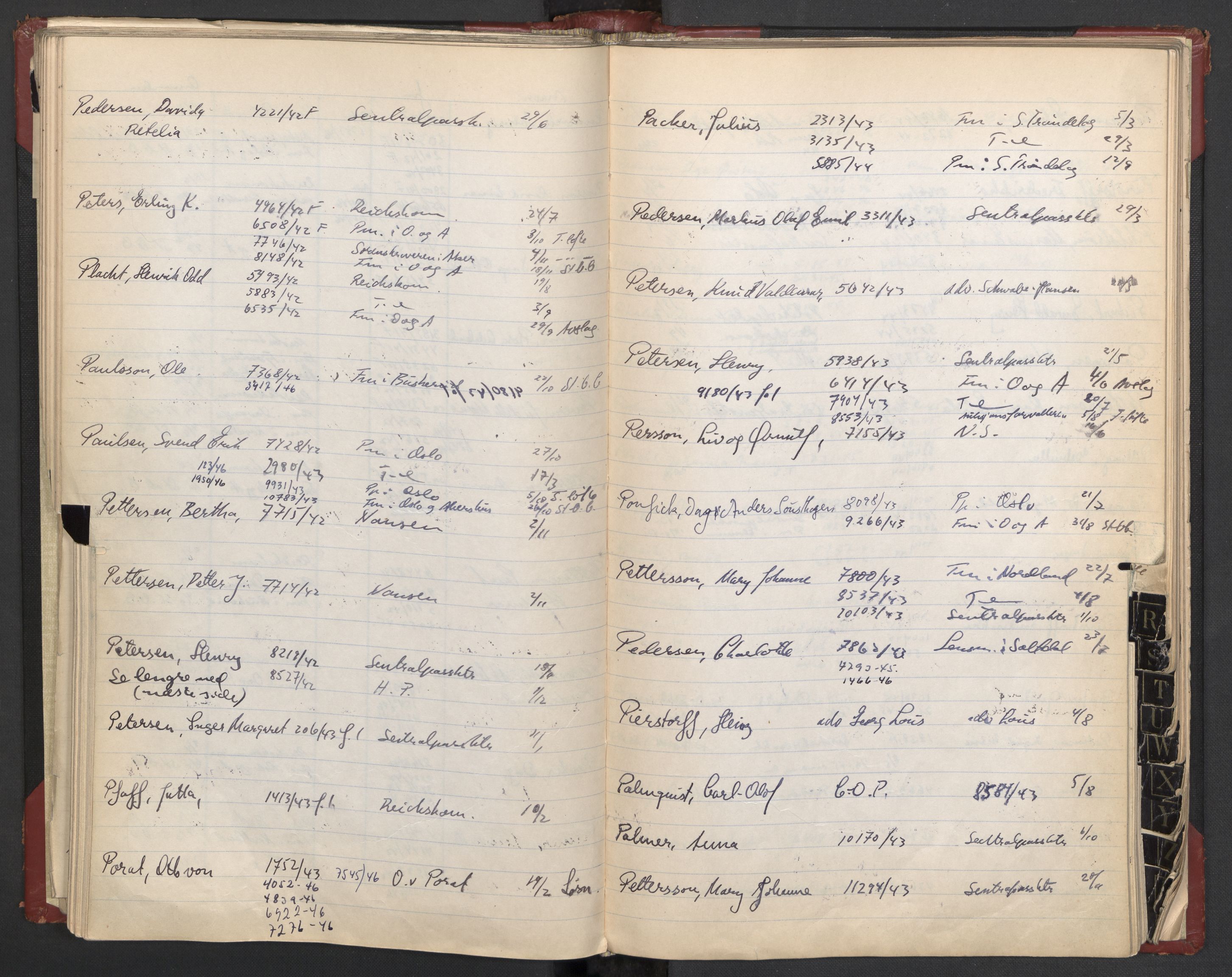Justisdepartementet, 3. politikontor P3, AV/RA-S-1051/C/Cc/L0002: Journalregister over statsborgersaker, 1940-1946, p. 80