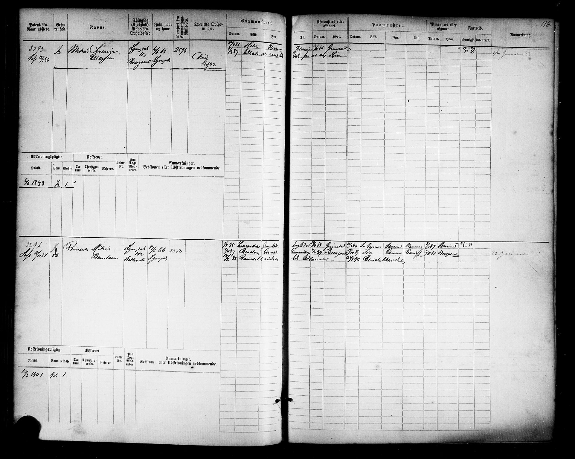 Farsund mønstringskrets, SAK/2031-0017/F/Fb/L0019: Hovedrulle nr 3067-3832, Z-11, 1882-1922, p. 119