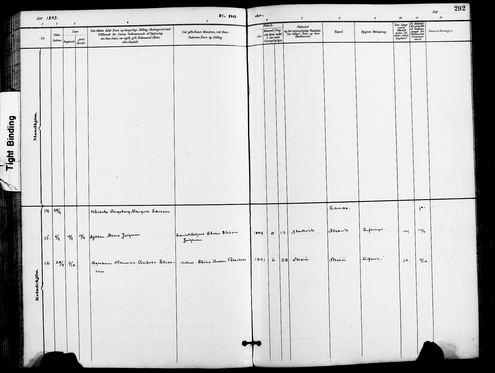 Karlsøy sokneprestembete, AV/SATØ-S-1299/H/Ha/Haa/L0007kirke: Parish register (official) no. 7, 1891-1902, p. 292