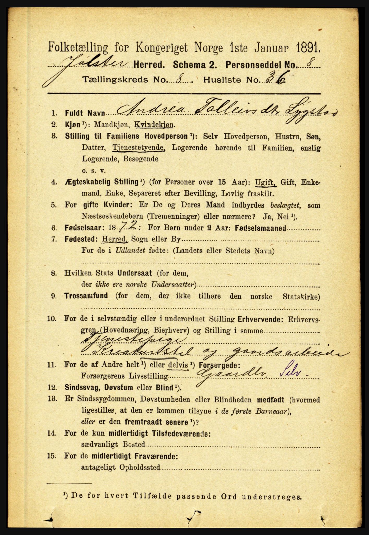 RA, 1891 census for 1431 Jølster, 1891, p. 3086