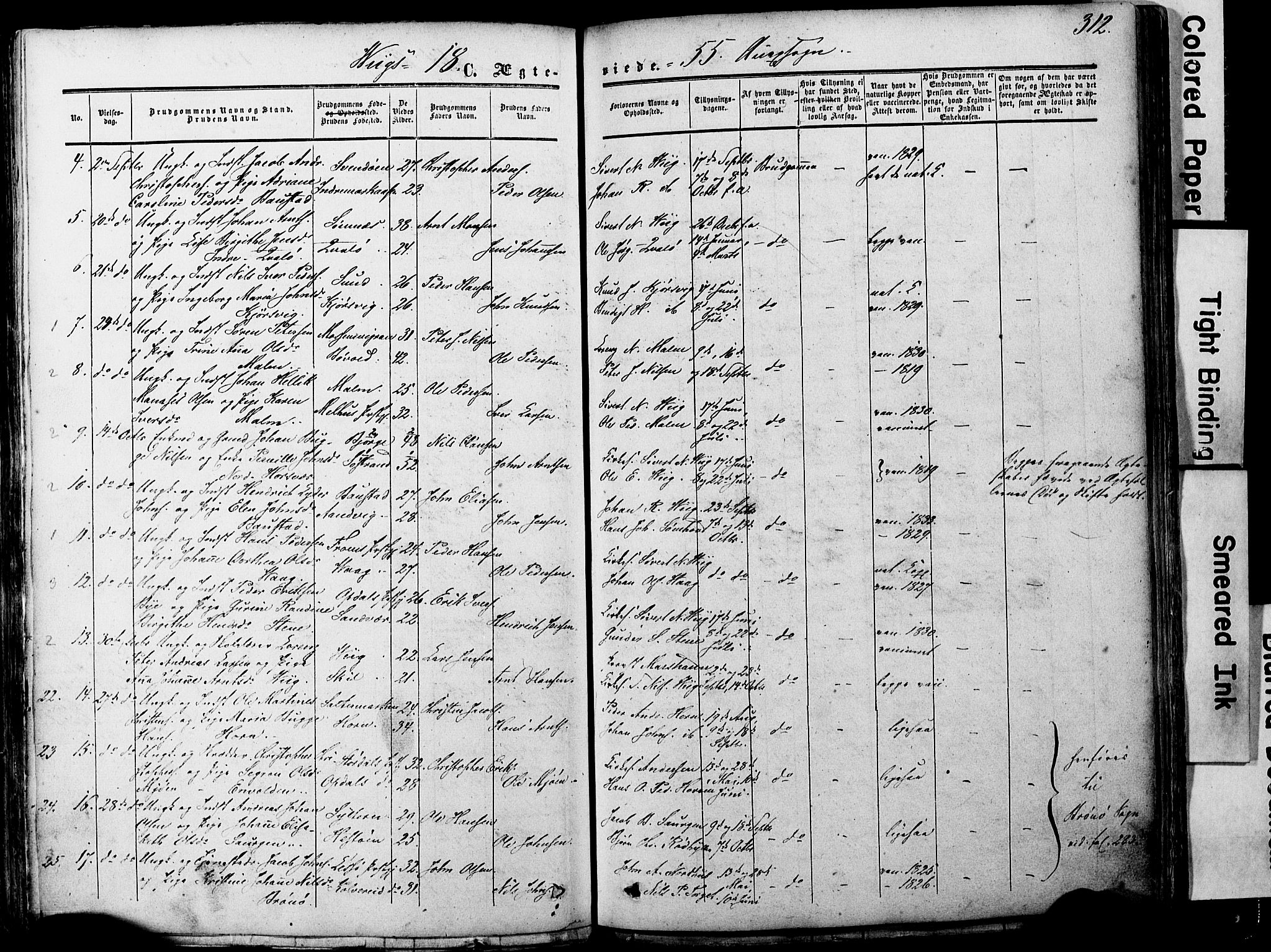 Ministerialprotokoller, klokkerbøker og fødselsregistre - Nordland, AV/SAT-A-1459/812/L0176: Parish register (official) no. 812A05, 1834-1874, p. 312