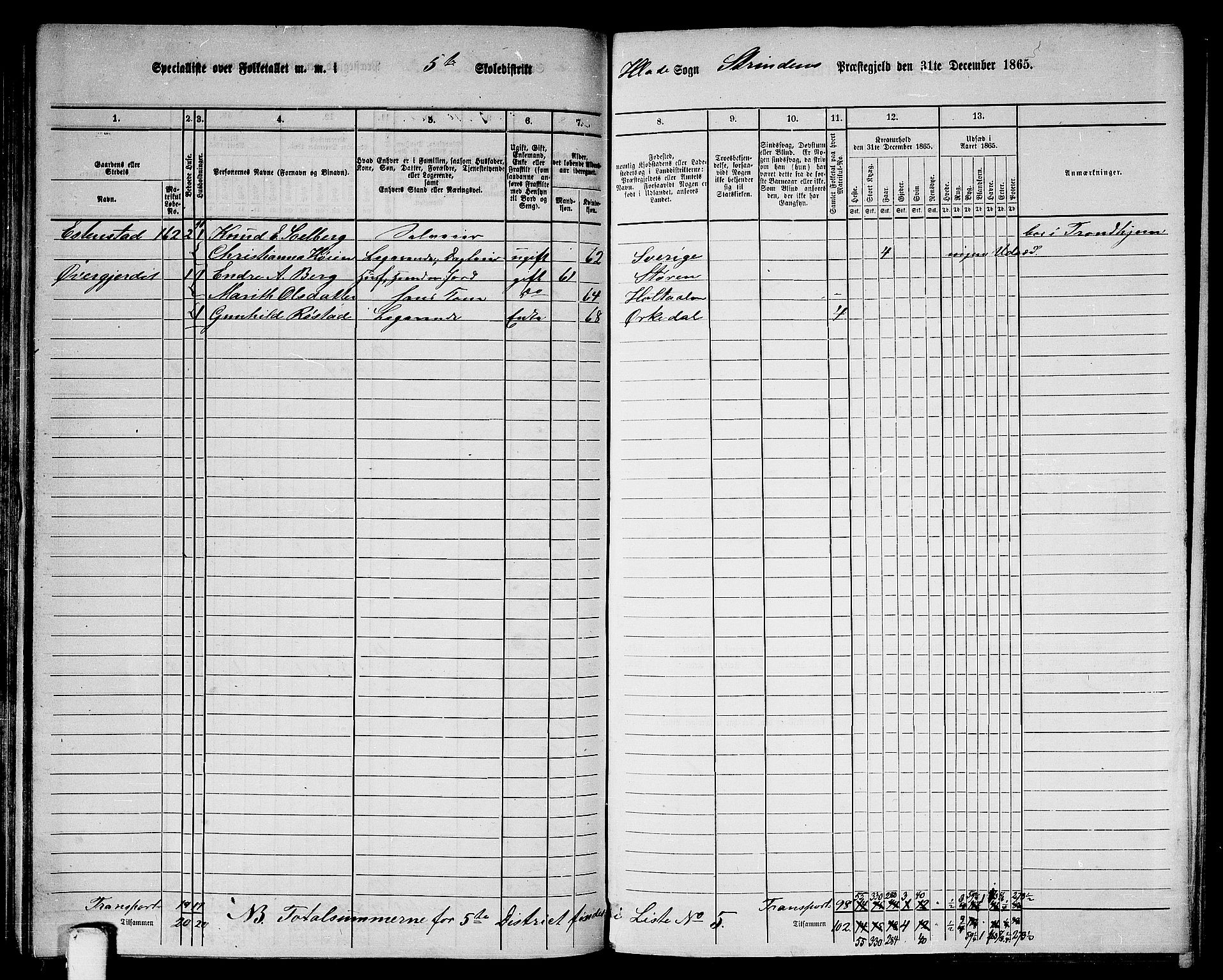 RA, 1865 census for Strinda, 1865, p. 144