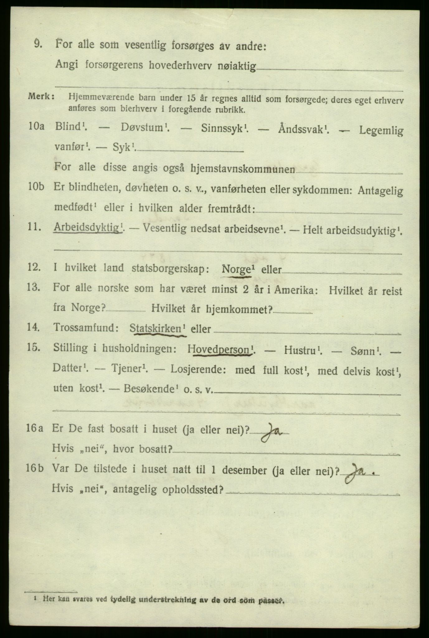 SAB, 1920 census for Kyrkjebø, 1920, p. 1016