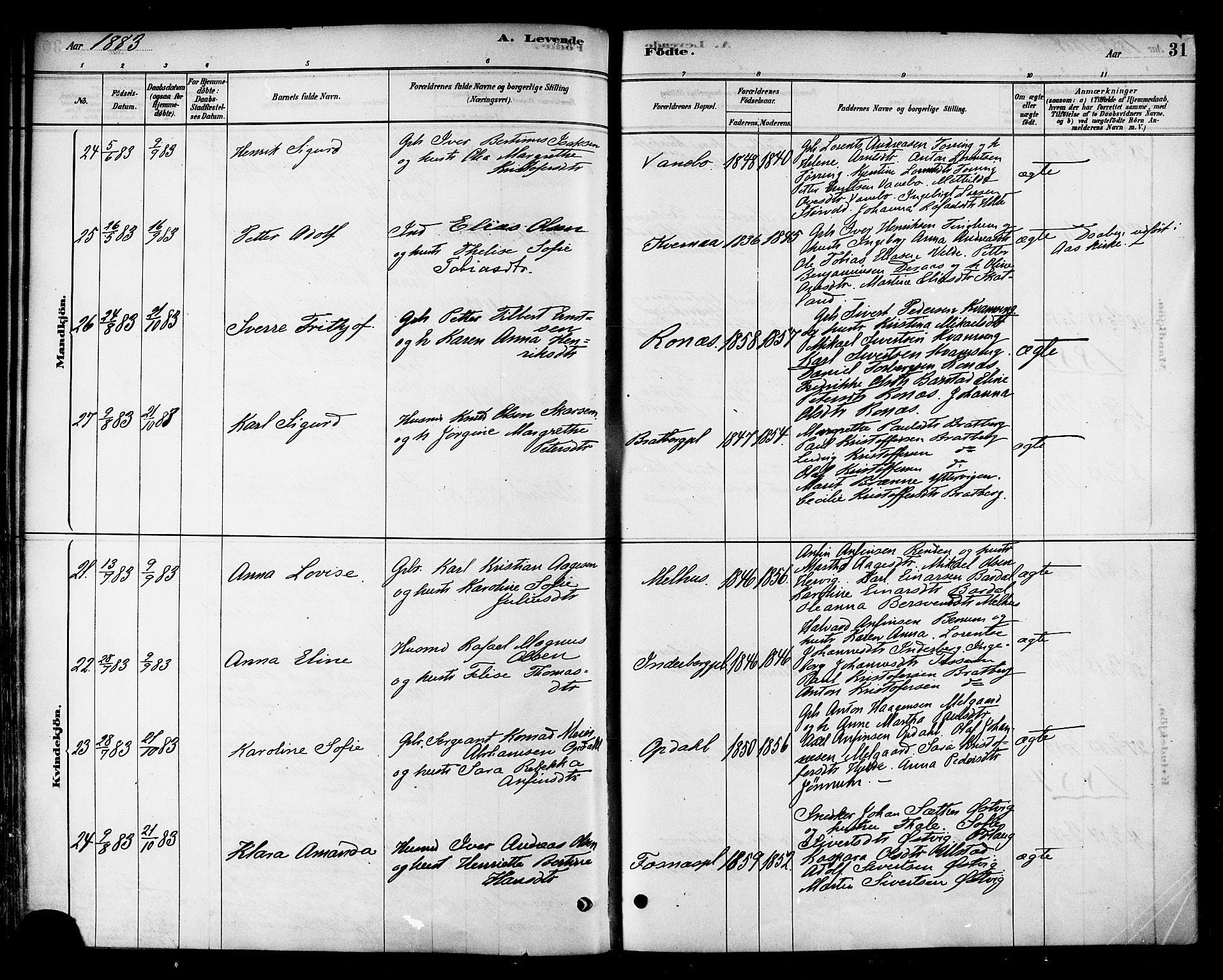 Ministerialprotokoller, klokkerbøker og fødselsregistre - Nord-Trøndelag, SAT/A-1458/741/L0395: Parish register (official) no. 741A09, 1878-1888, p. 31