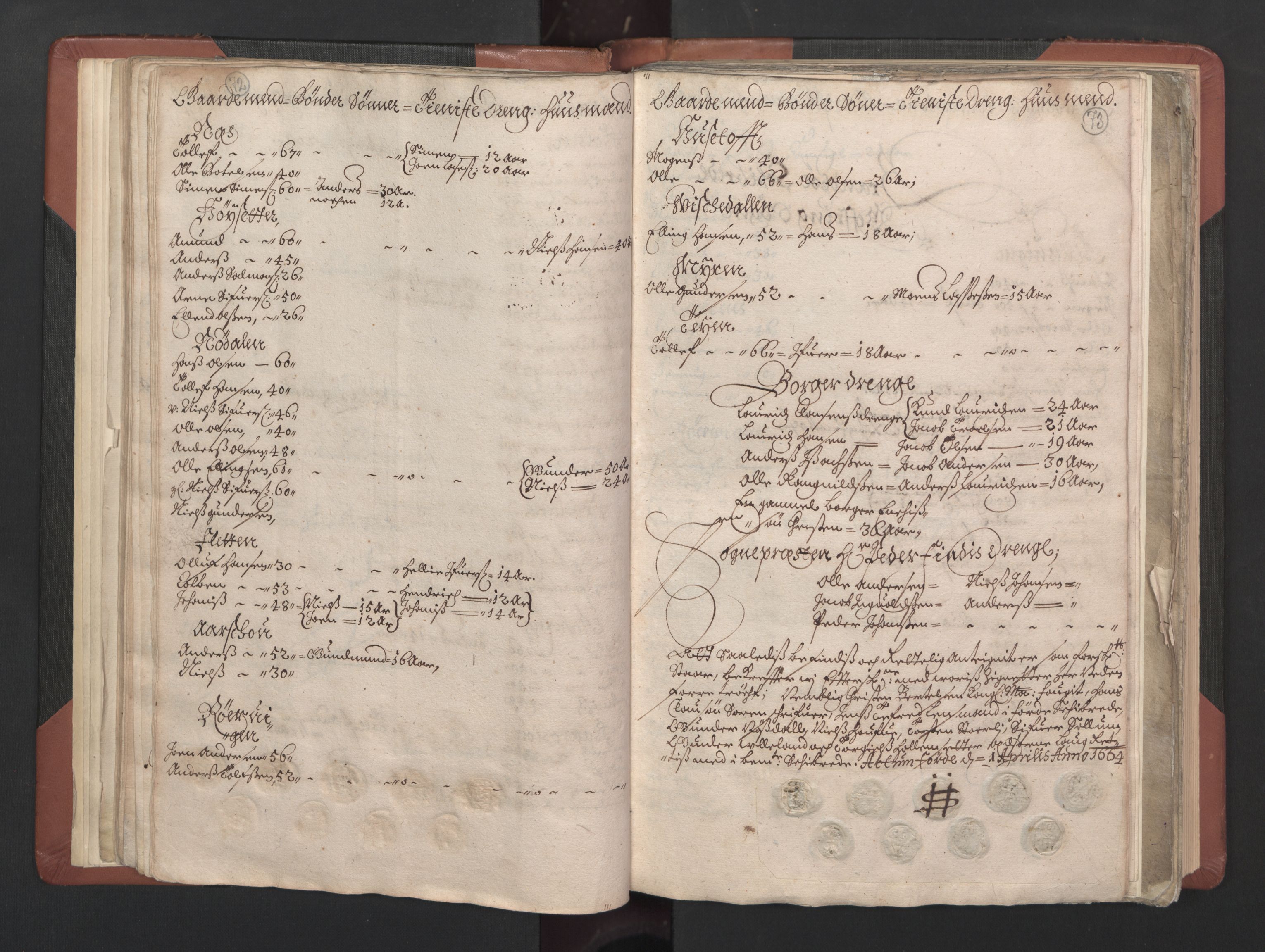 RA, Bailiff's Census 1664-1666, no. 15: Nordfjord fogderi and Sunnfjord fogderi, 1664, p. 72-73