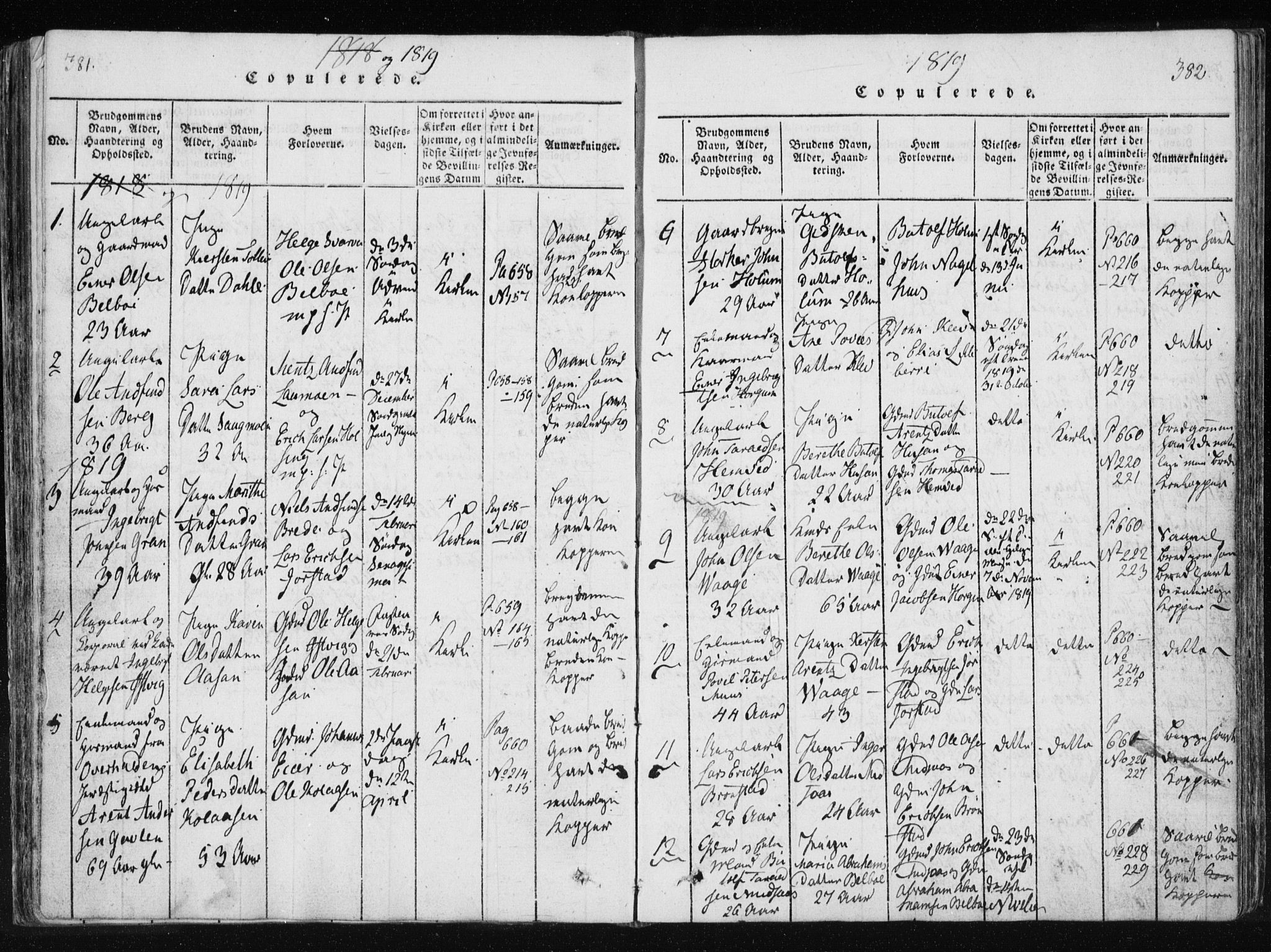 Ministerialprotokoller, klokkerbøker og fødselsregistre - Nord-Trøndelag, SAT/A-1458/749/L0469: Parish register (official) no. 749A03, 1817-1857, p. 381-382
