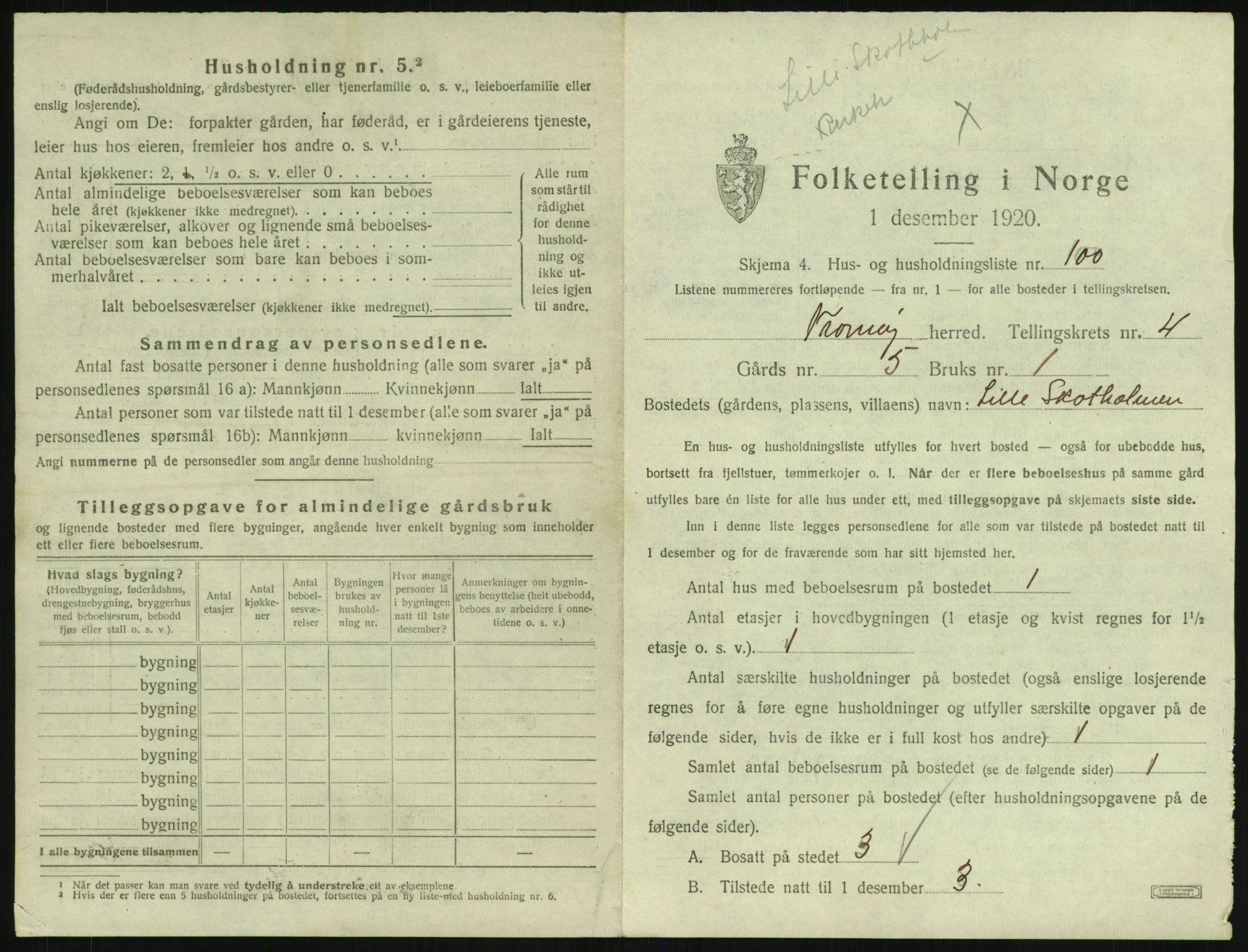 SAK, 1920 census for Tromøy, 1920, p. 531