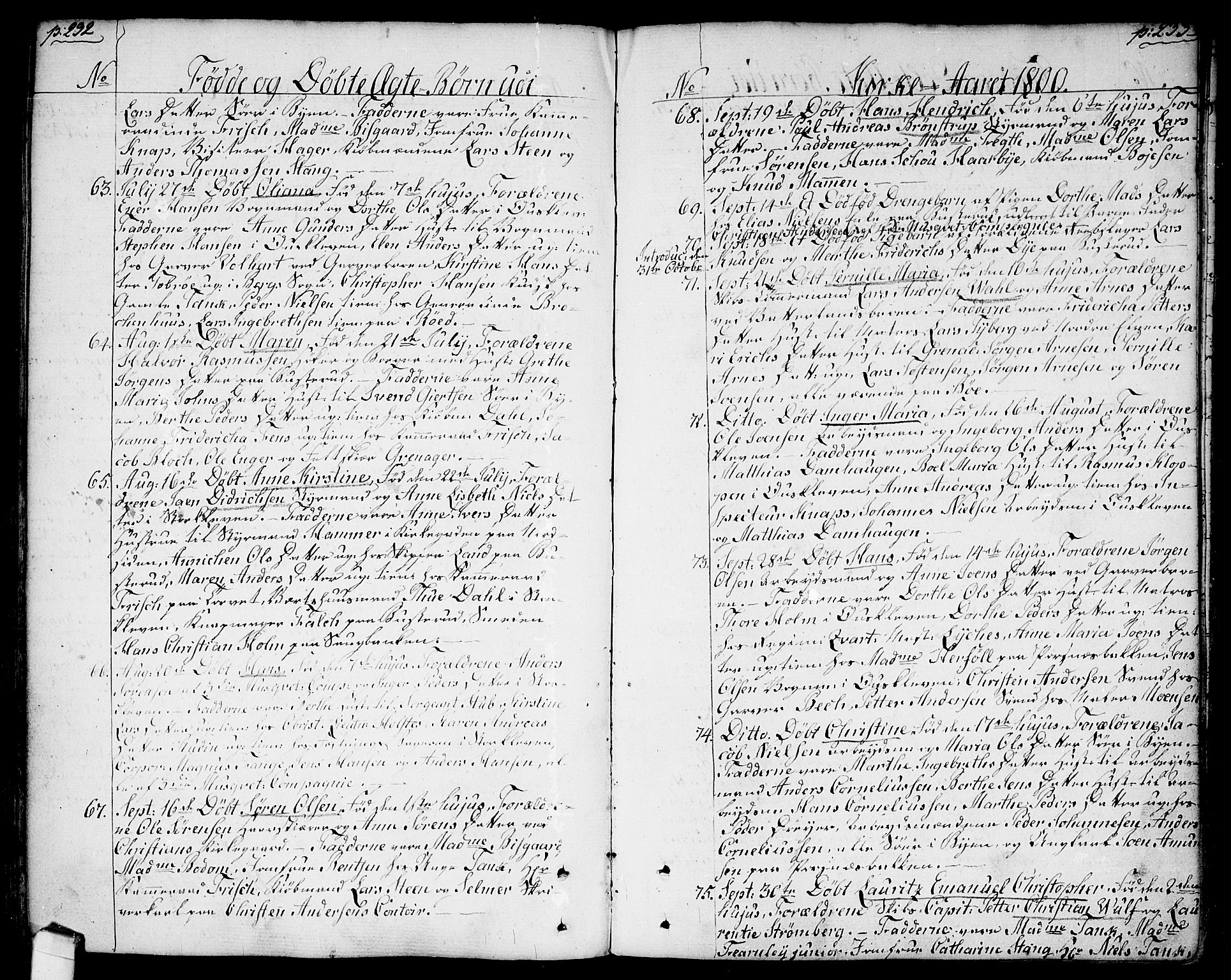 Halden prestekontor Kirkebøker, SAO/A-10909/F/Fa/L0002: Parish register (official) no. I 2, 1792-1812, p. 232-233