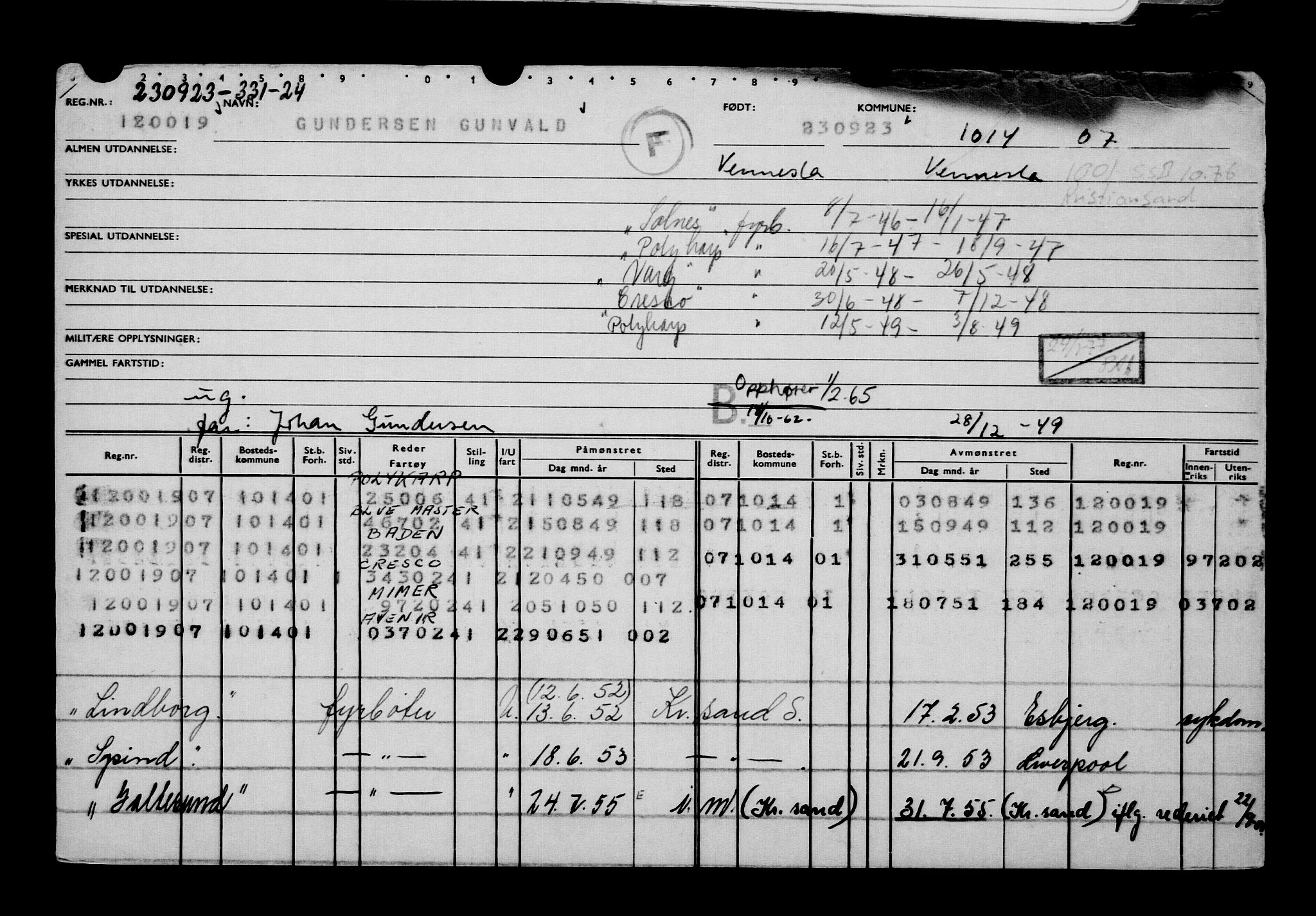 Direktoratet for sjømenn, AV/RA-S-3545/G/Gb/L0223: Hovedkort, 1923, p. 227