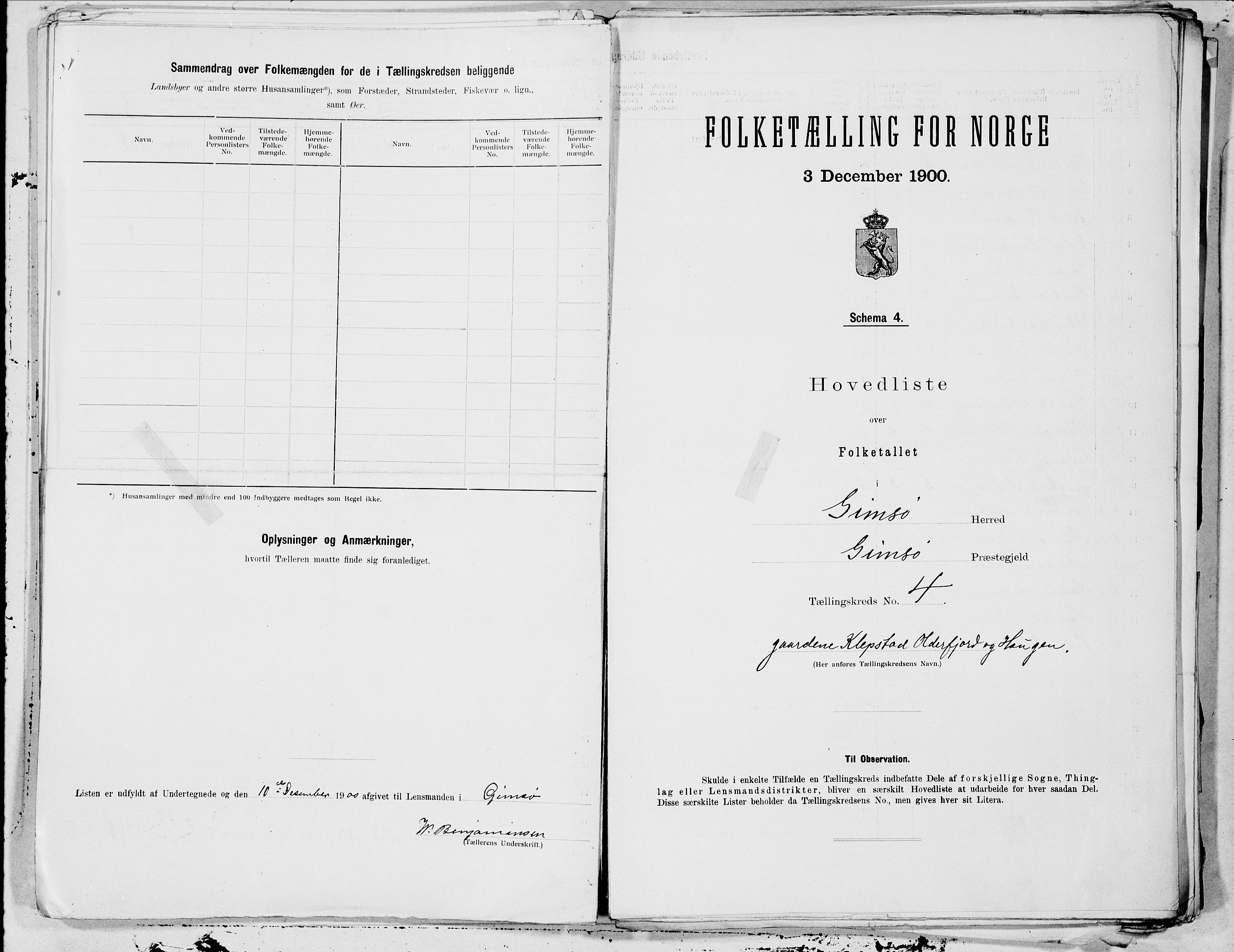 SAT, 1900 census for Gimsøy, 1900, p. 8