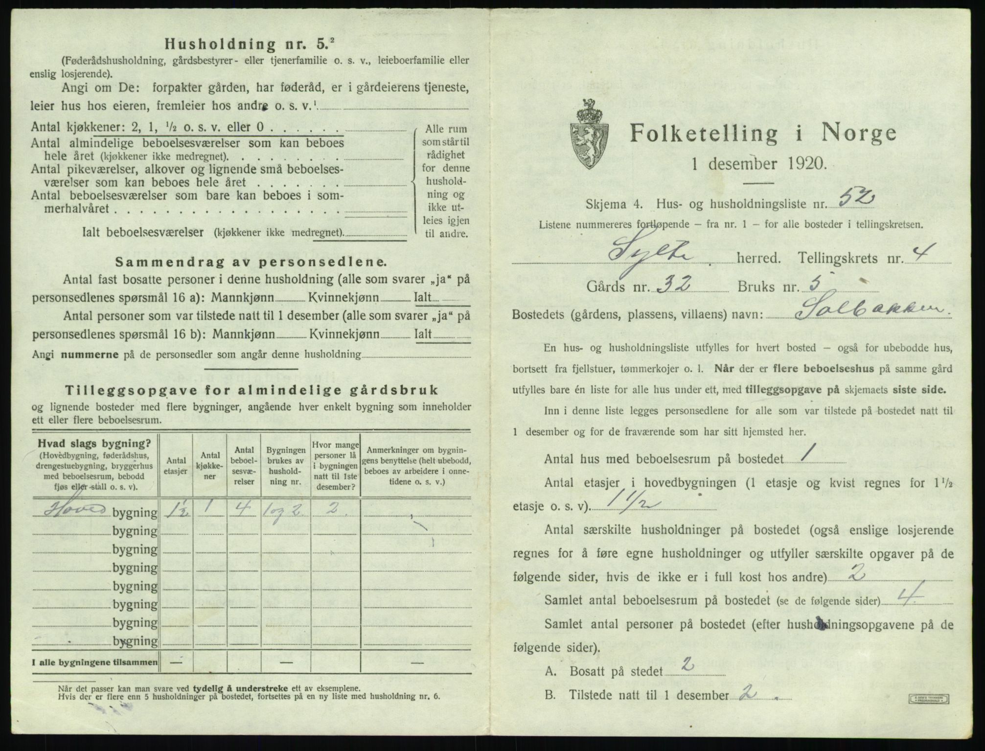 SAT, 1920 census for Sylte, 1920, p. 553