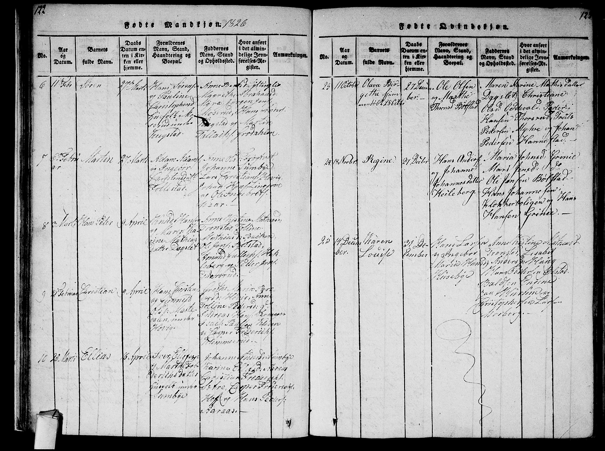 Røyken kirkebøker, SAKO/A-241/F/Fa/L0004: Parish register (official) no. 4, 1814-1832, p. 122-123