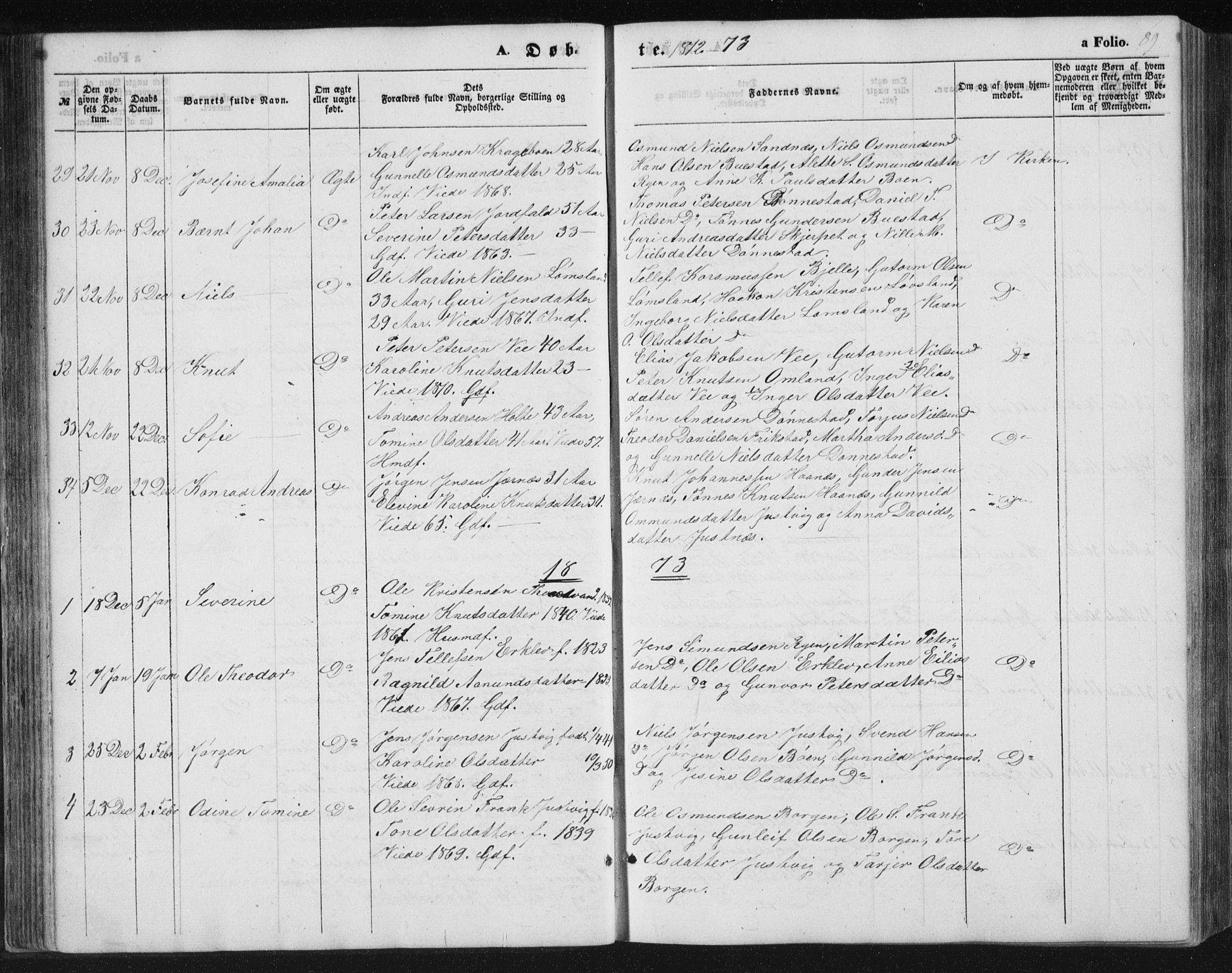 Tveit sokneprestkontor, AV/SAK-1111-0043/F/Fb/L0003: Parish register (copy) no. B 3, 1854-1886, p. 89