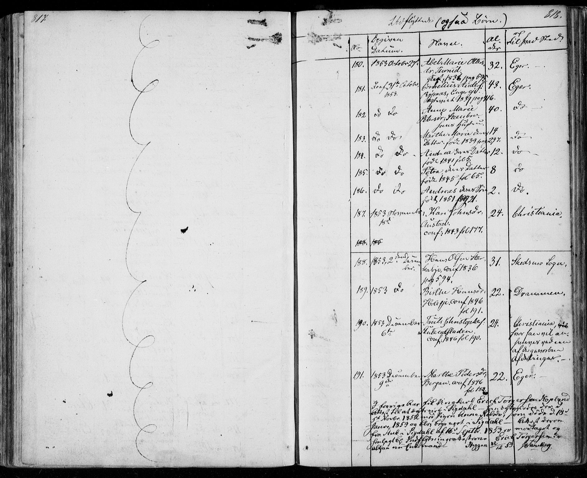 Modum kirkebøker, AV/SAKO-A-234/F/Fa/L0008: Parish register (official) no. 8, 1851-1859, p. 817-818