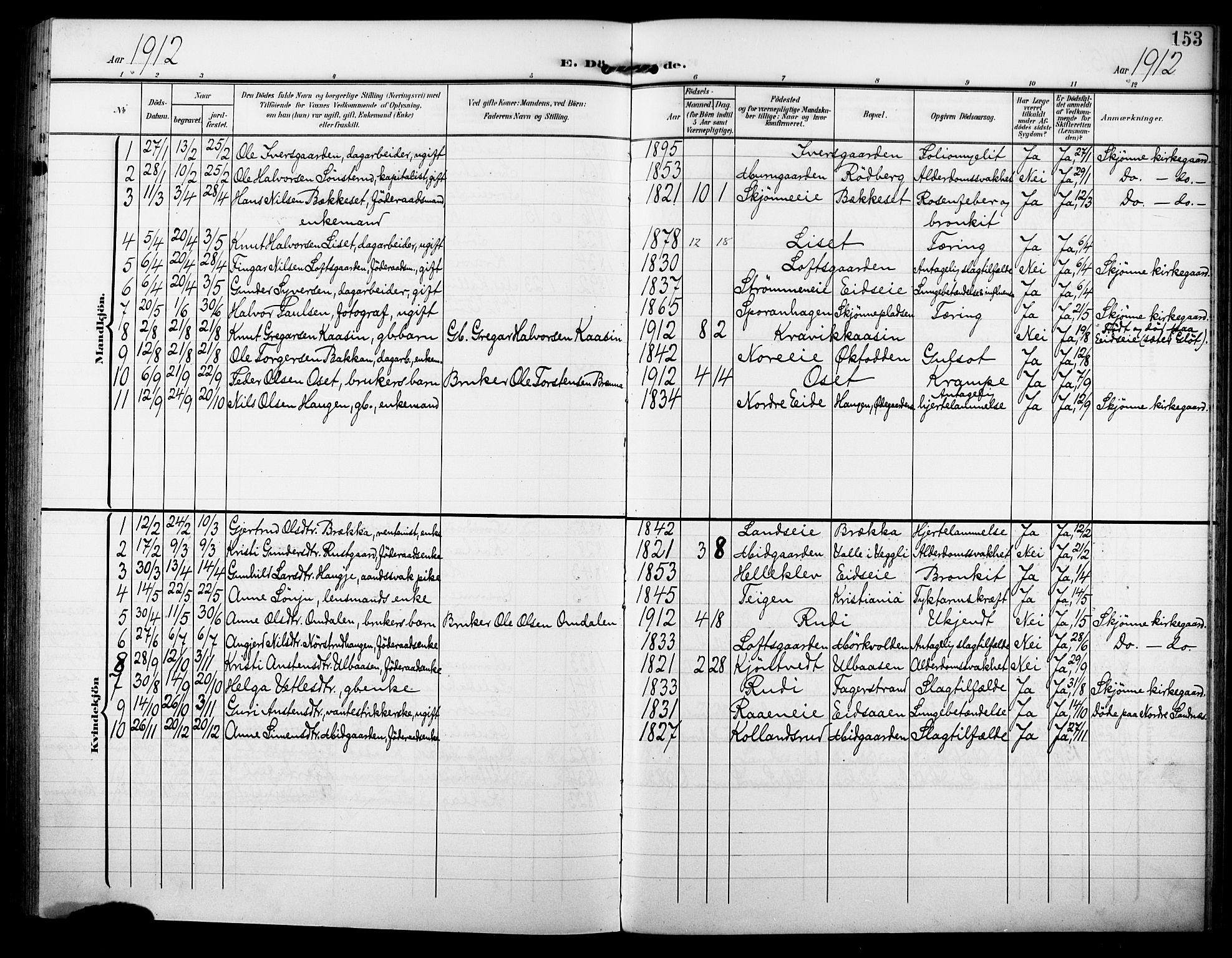 Nore kirkebøker, AV/SAKO-A-238/F/Fb/L0003: Parish register (official) no. II 3, 1906-1926, p. 153