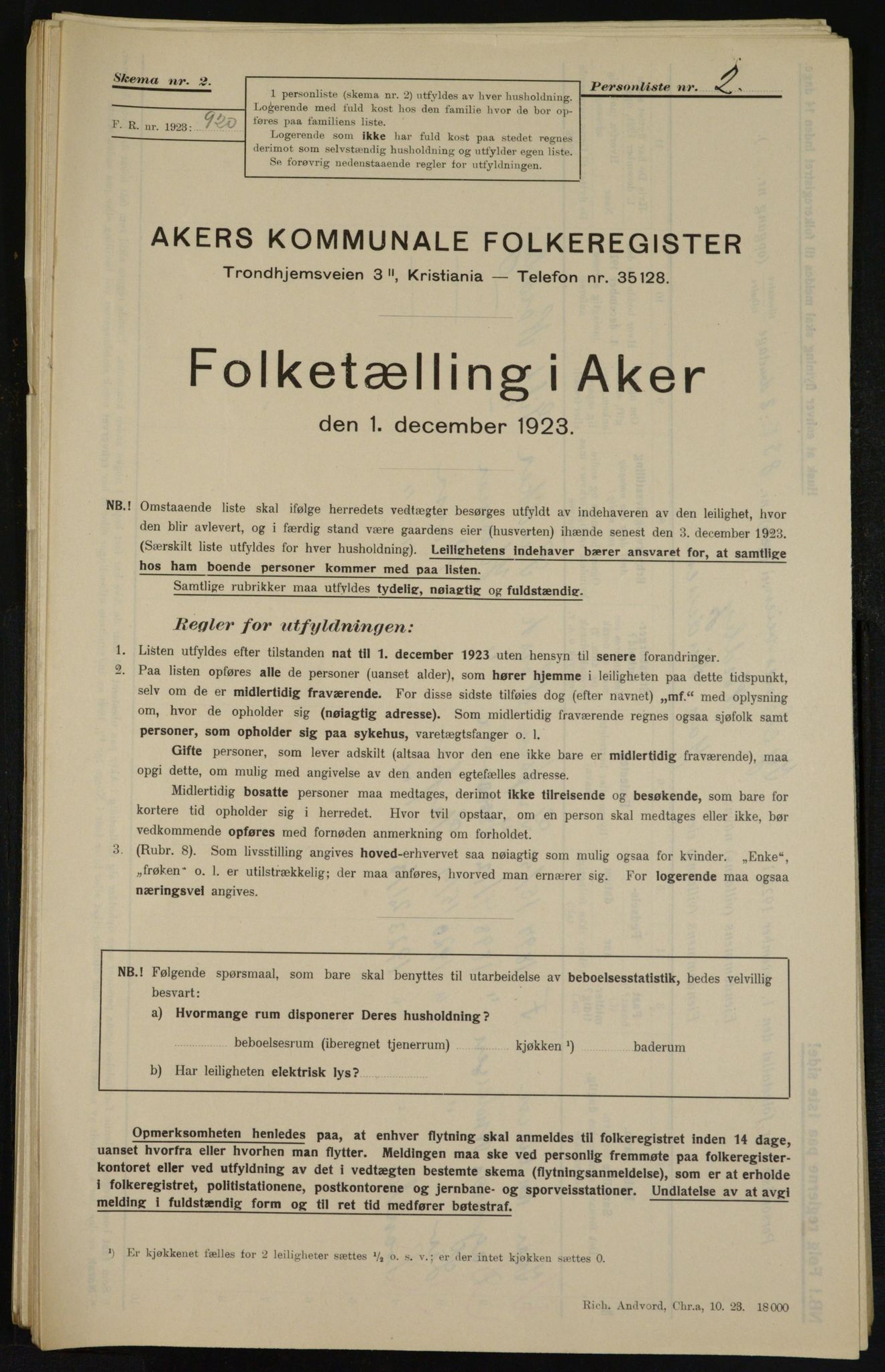 , Municipal Census 1923 for Aker, 1923, p. 13546