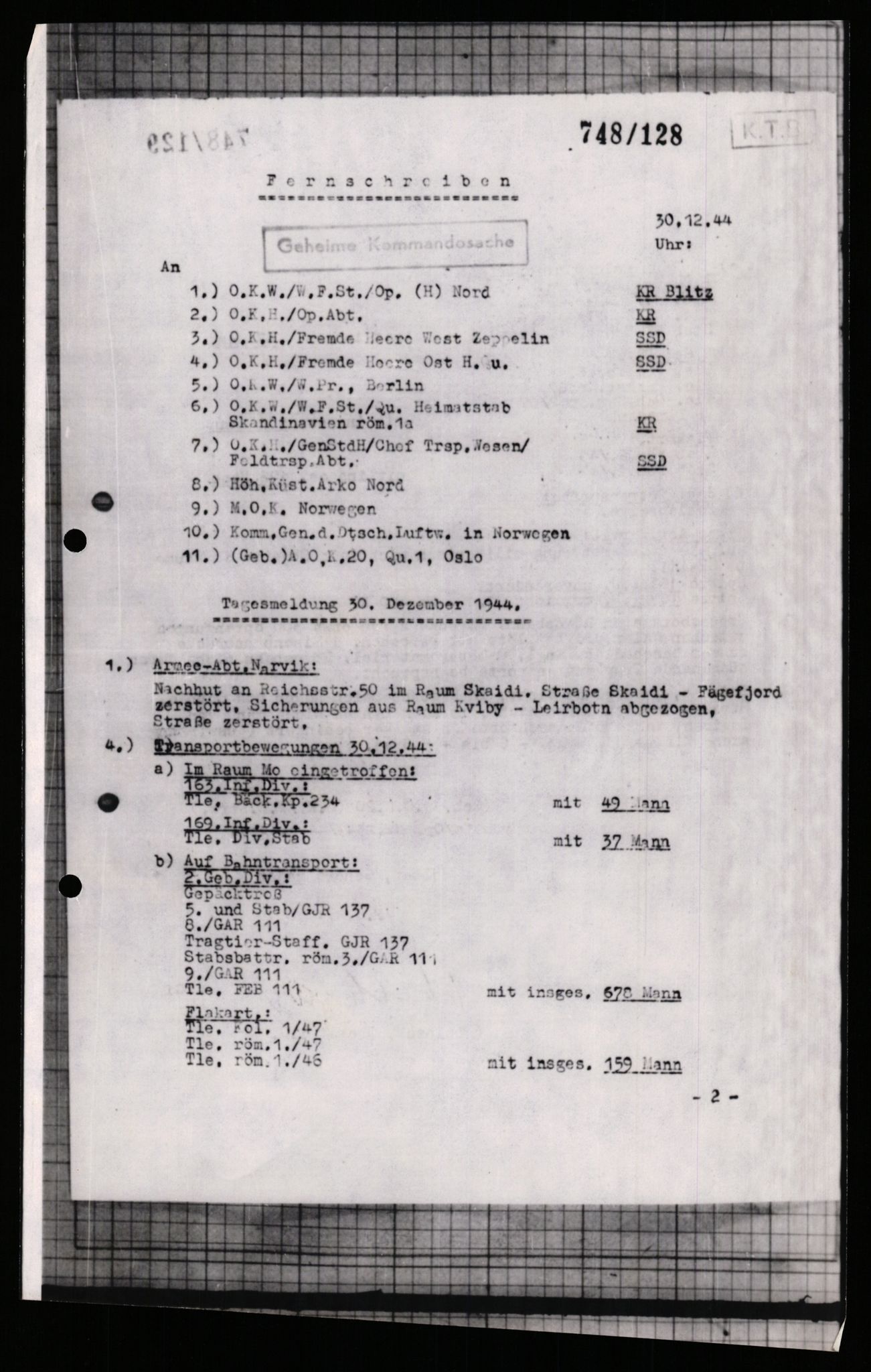 Forsvarets Overkommando. 2 kontor. Arkiv 11.4. Spredte tyske arkivsaker, AV/RA-RAFA-7031/D/Dar/Dara/L0005: Krigsdagbøker for 20. Gebirgs-Armee-Oberkommando (AOK 20), 1942-1944, p. 645