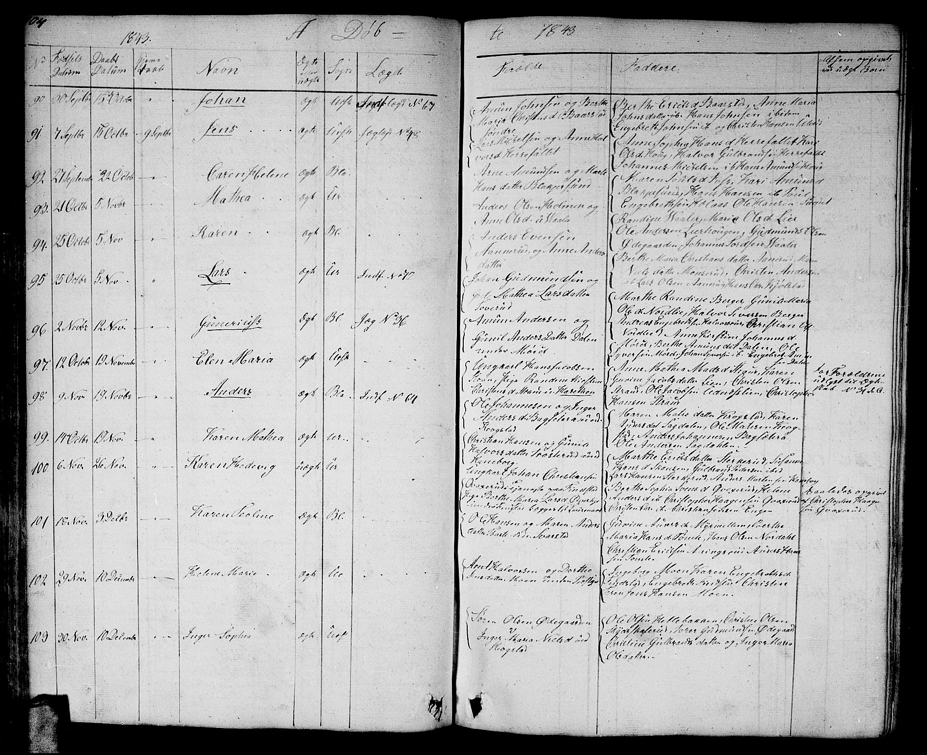 Aurskog prestekontor Kirkebøker, AV/SAO-A-10304a/G/Ga/L0002: Parish register (copy) no. I 2, 1829-1857, p. 104