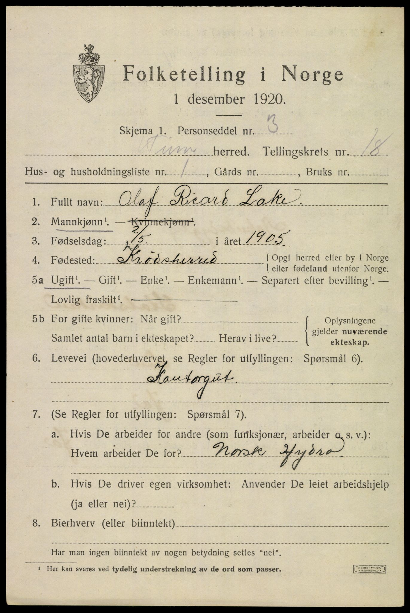 SAKO, 1920 census for Tinn, 1920, p. 23560