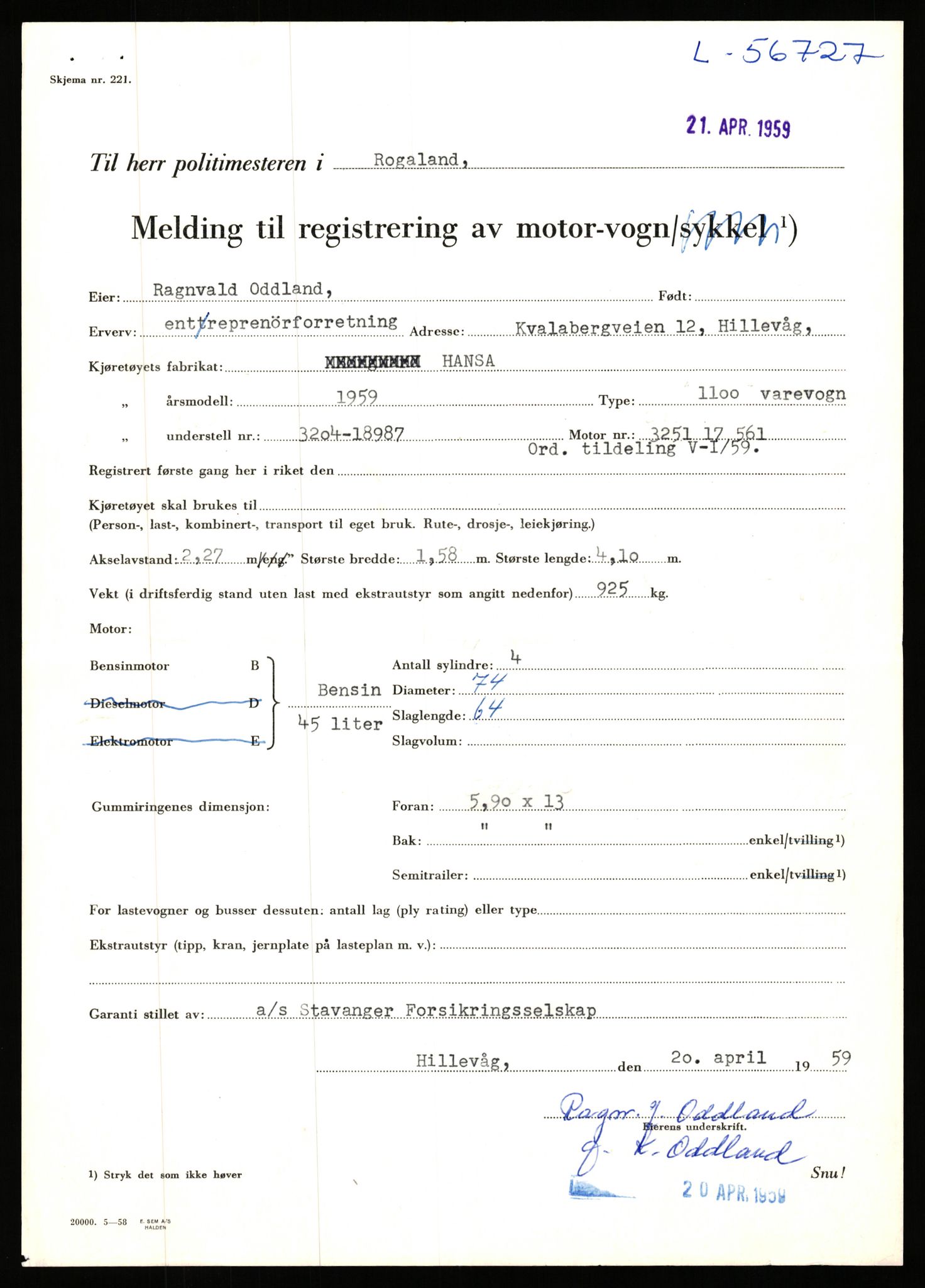 Stavanger trafikkstasjon, AV/SAST-A-101942/0/F/L0056: L-56500 - L-57199, 1930-1971, p. 716