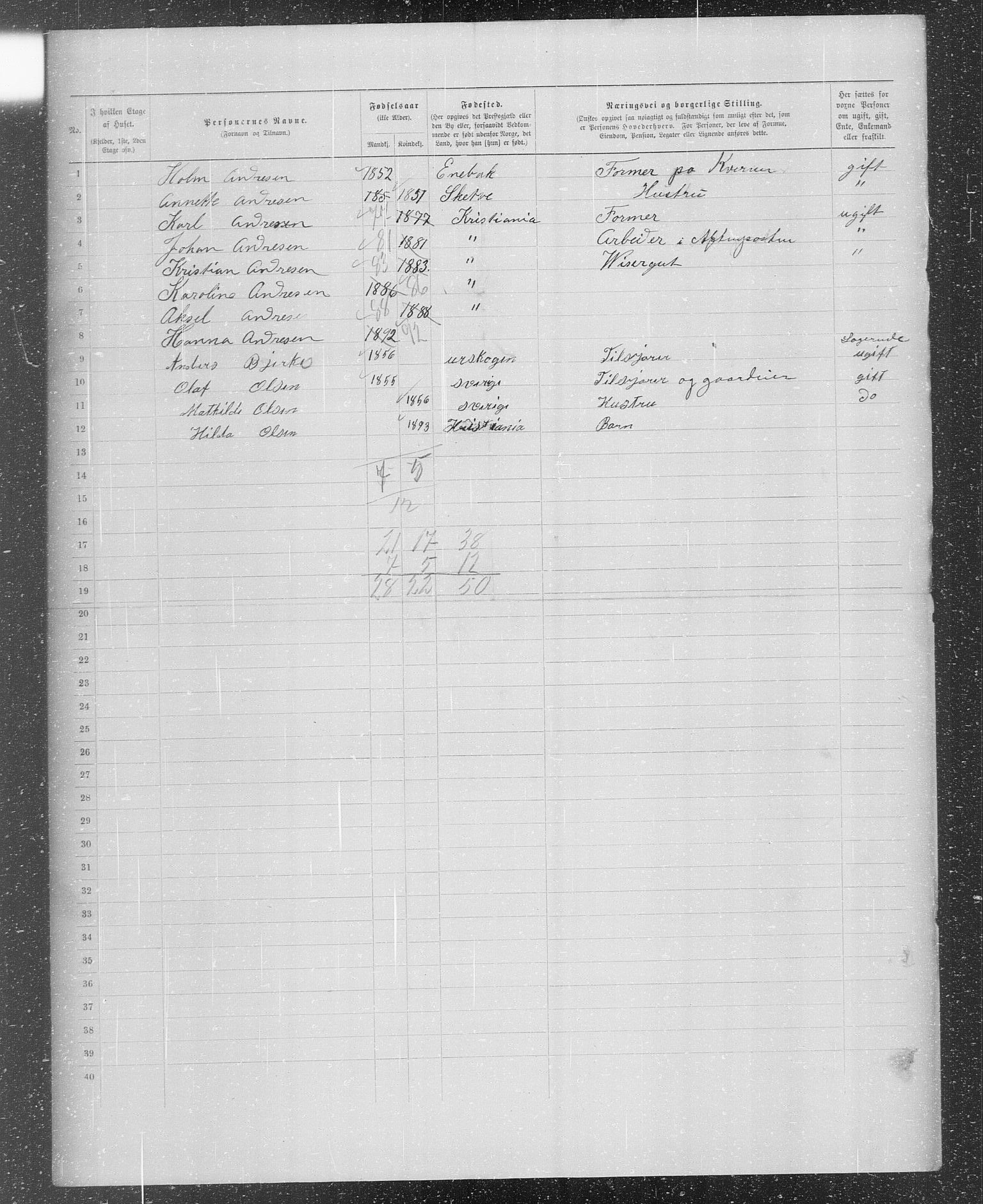 OBA, Municipal Census 1899 for Kristiania, 1899, p. 8