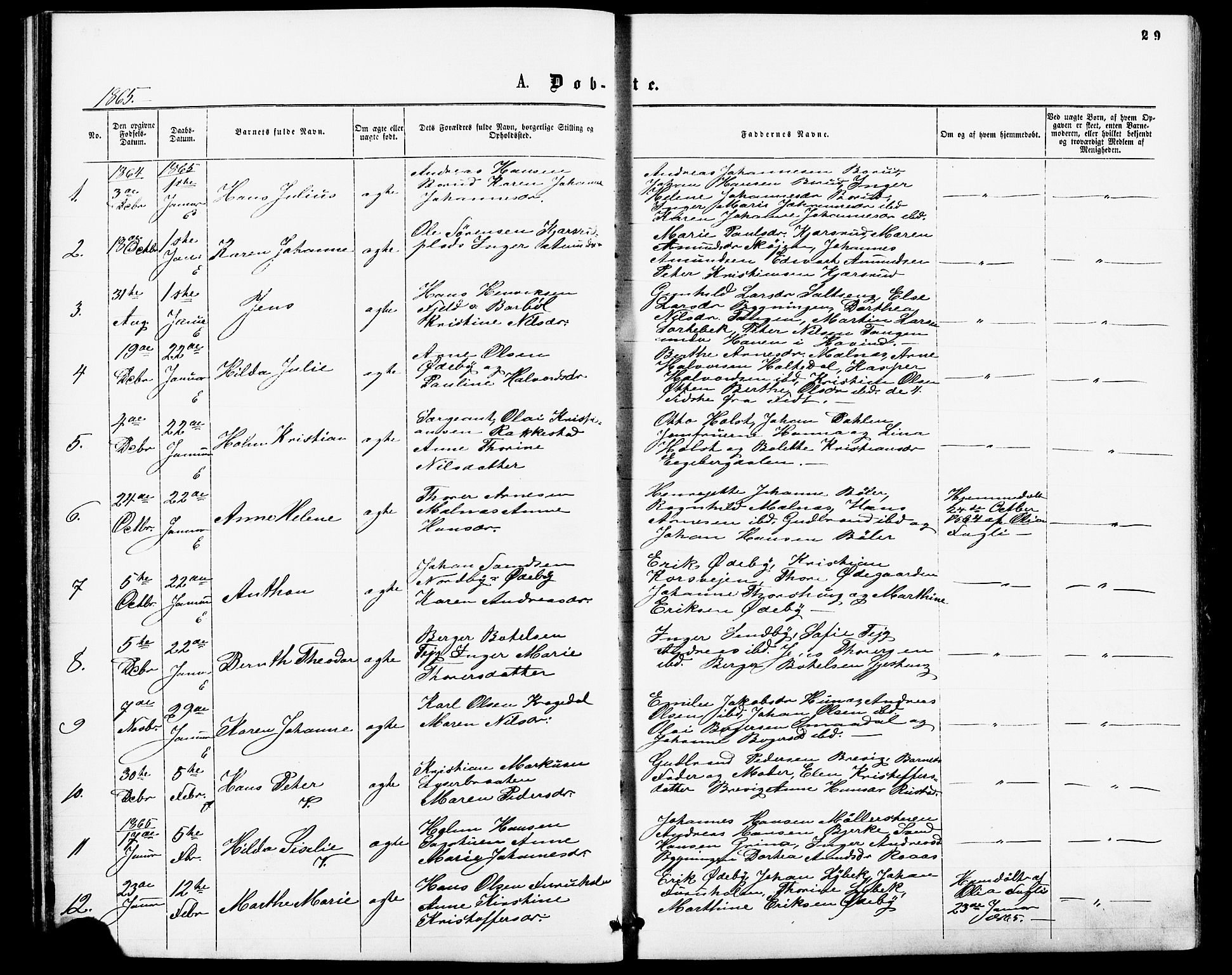 Enebakk prestekontor Kirkebøker, SAO/A-10171c/F/Fa/L0011: Parish register (official) no. I 11, 1862-1882, p. 29