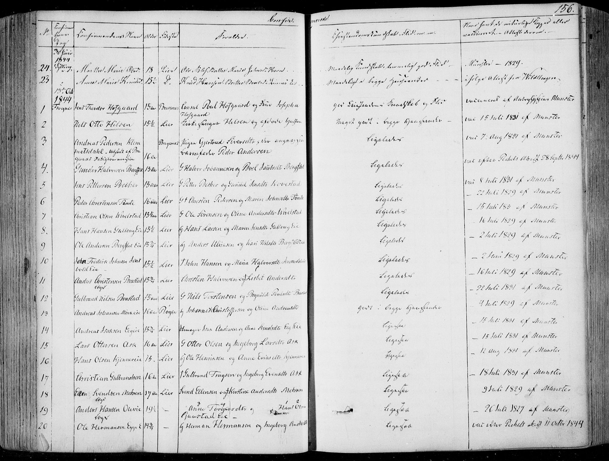 Lier kirkebøker, SAKO/A-230/F/Fa/L0011: Parish register (official) no. I 11, 1843-1854, p. 156