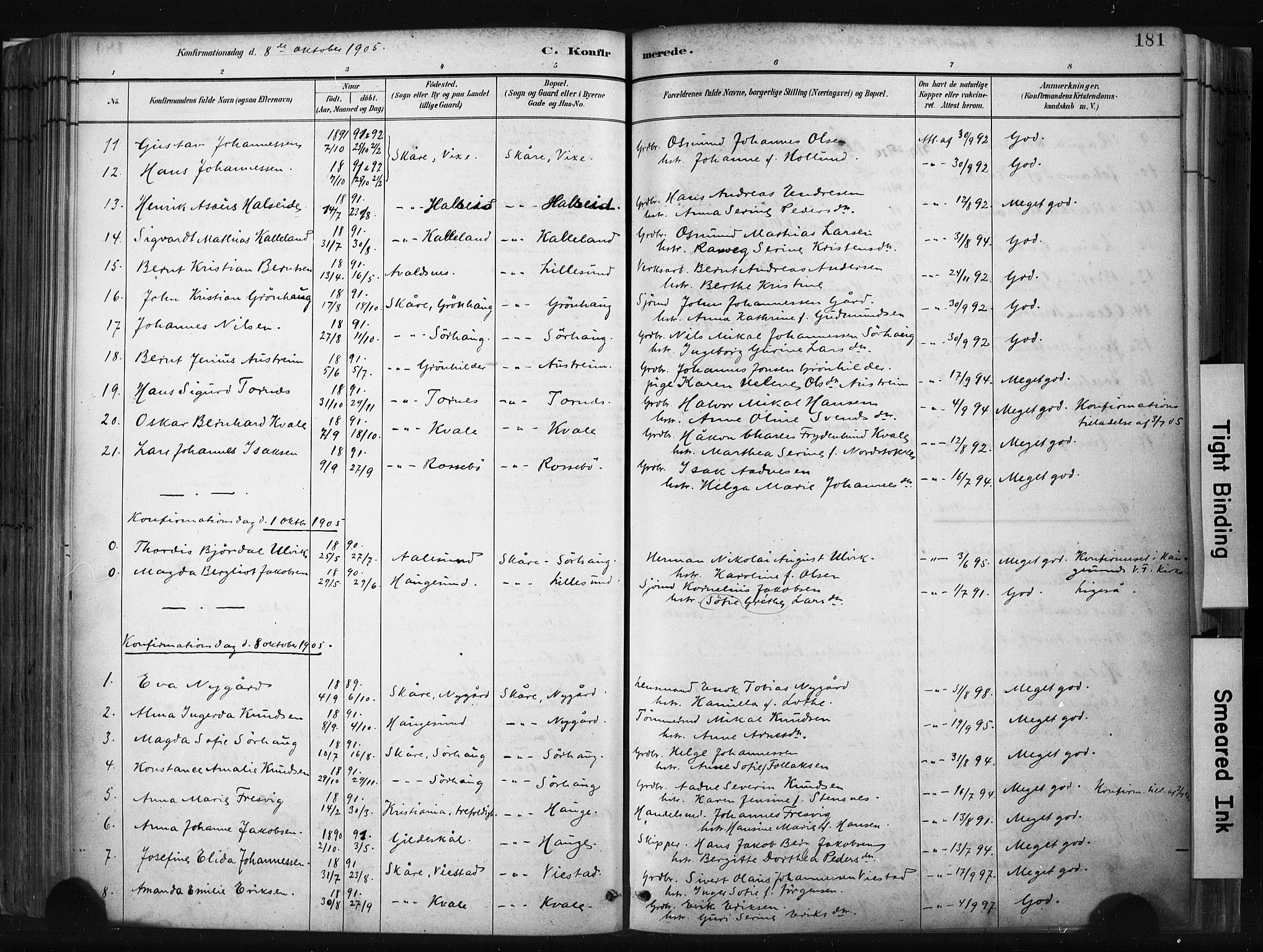 Haugesund sokneprestkontor, SAST/A -101863/H/Ha/Haa/L0004: Parish register (official) no. A 4, 1886-1908, p. 181