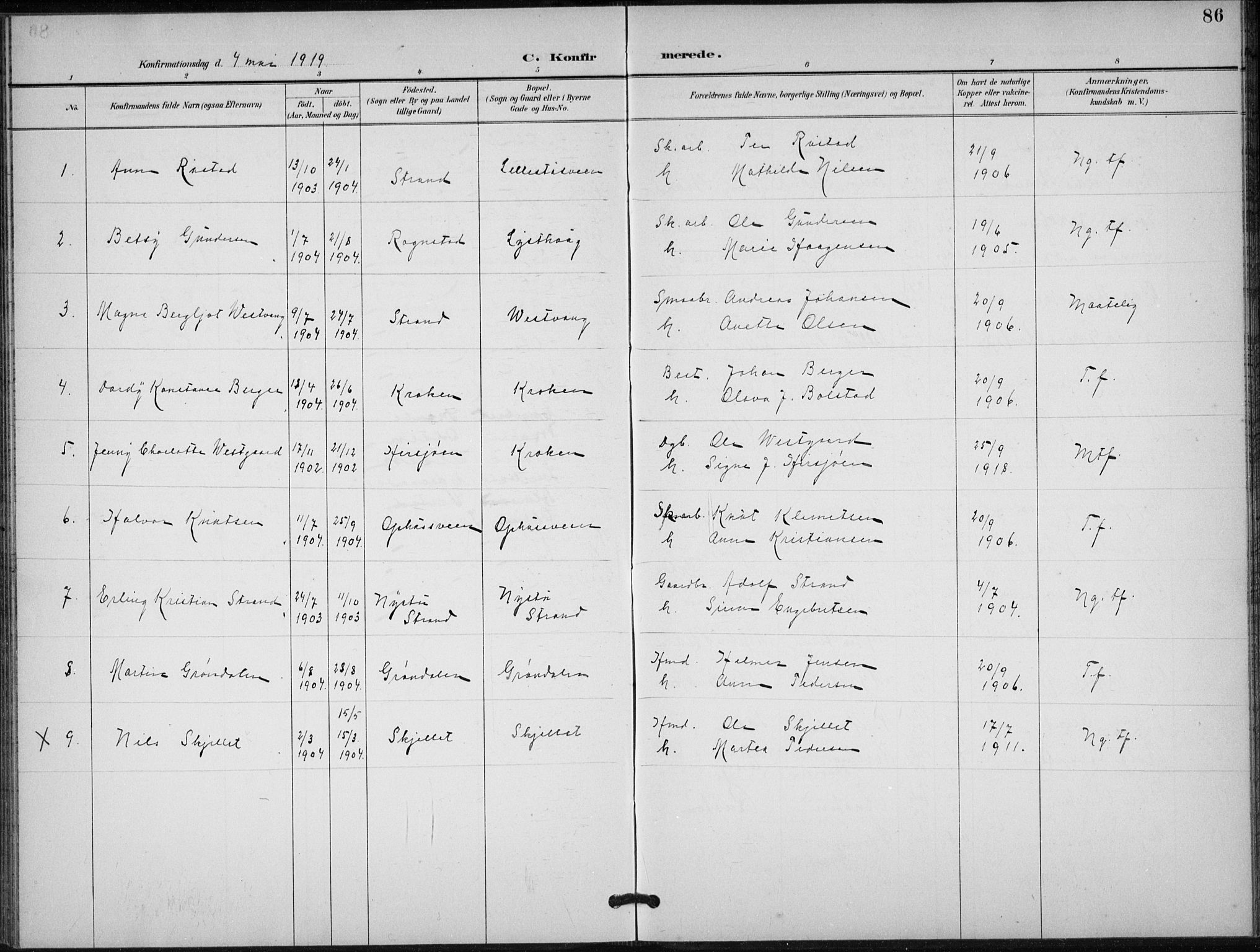 Stor-Elvdal prestekontor, AV/SAH-PREST-052/H/Ha/Hab/L0004: Parish register (copy) no. 4, 1895-1938, p. 86