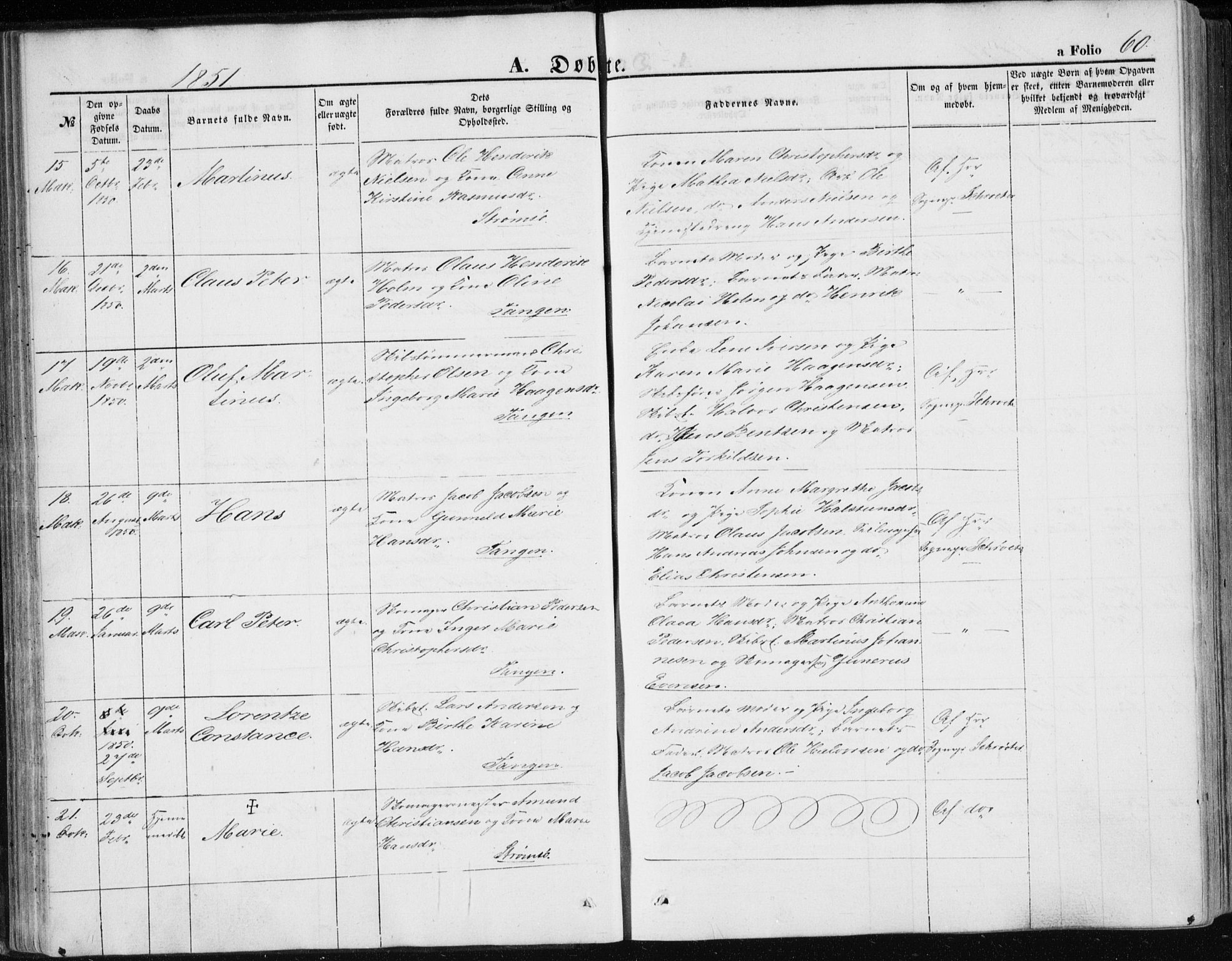 Strømsø kirkebøker, SAKO/A-246/F/Fa/L0014: Parish register (official) no. I 14, 1848-1858, p. 60