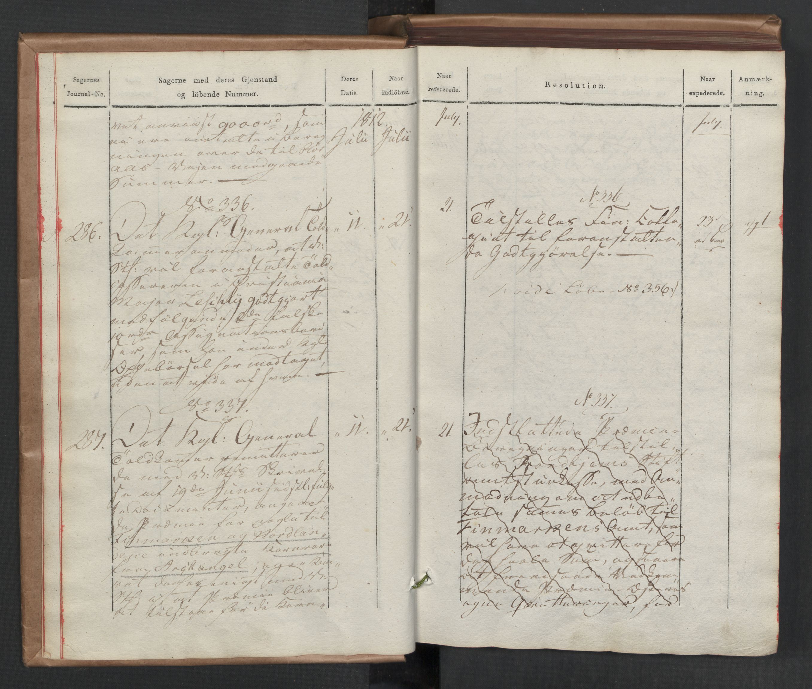 Stattholderembetet 1810-1814, 2. kontor (Kontor B), AV/RA-EA-5432/Aa/L0002: Kollegial referatprotokoll,  j.nr. 284-511,  l.nr. 328-639, 1812-1813, p. 8