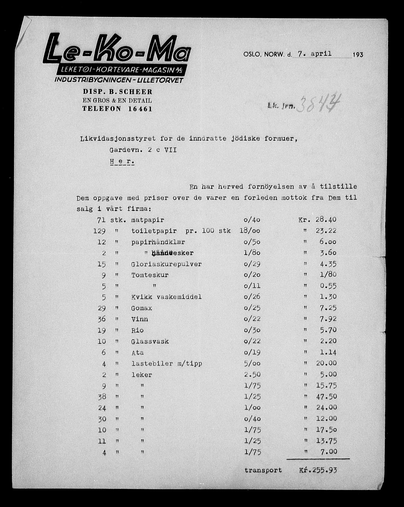 Justisdepartementet, Tilbakeføringskontoret for inndratte formuer, AV/RA-S-1564/H/Hc/Hcc/L0947: --, 1945-1947, p. 336