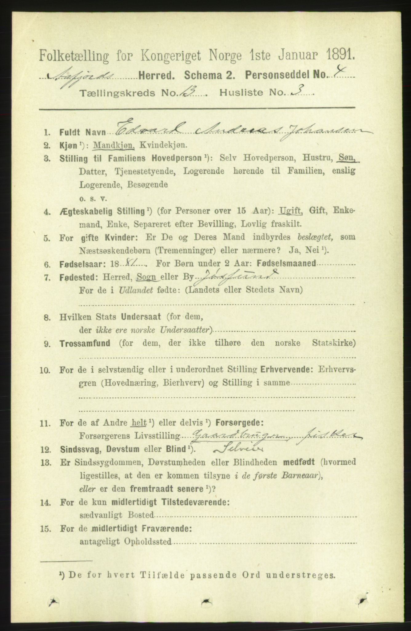 RA, 1891 census for 1630 Åfjord, 1891, p. 4186