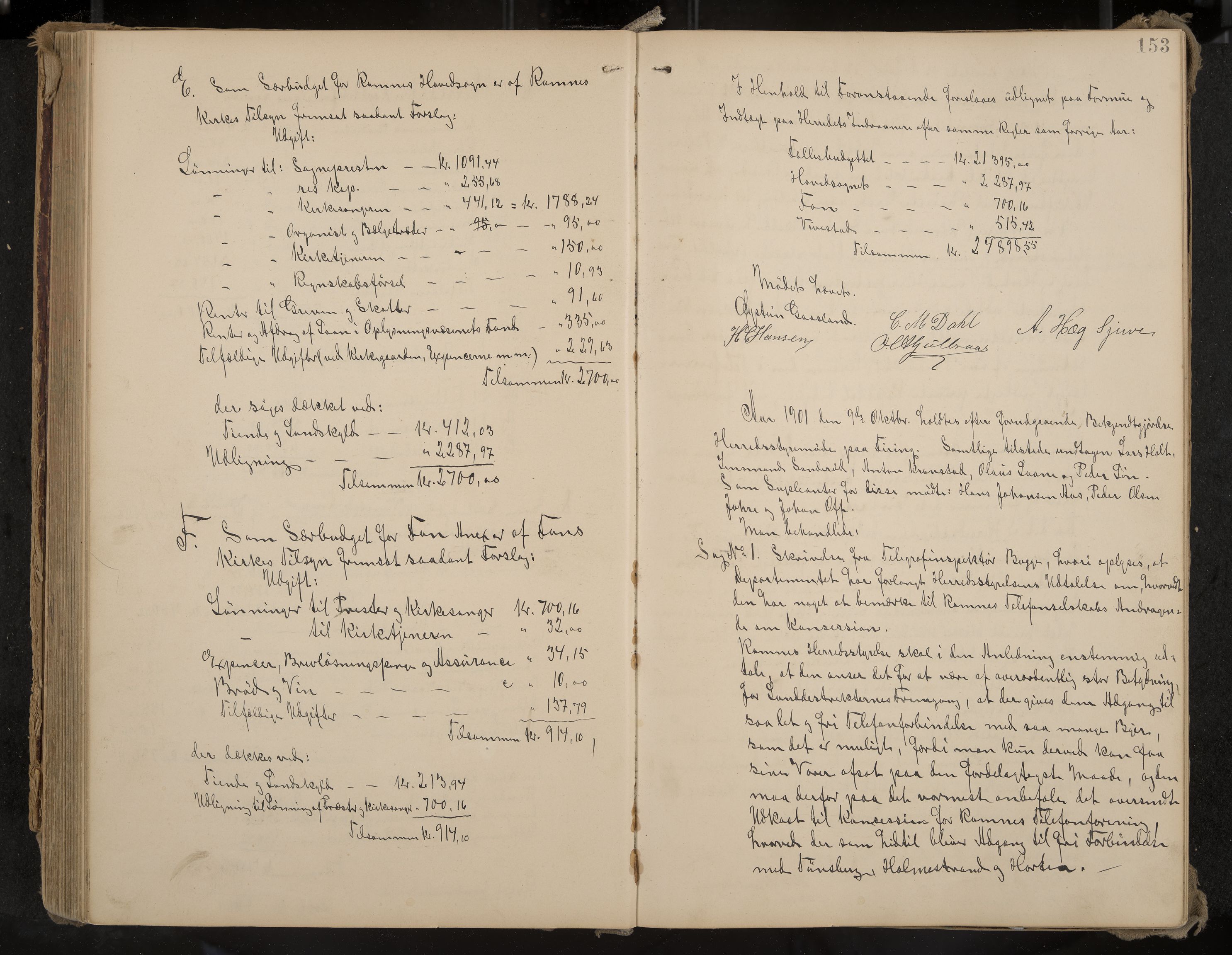 Ramnes formannskap og sentraladministrasjon, IKAK/0718021/A/Aa/L0004: Møtebok, 1892-1907, p. 153