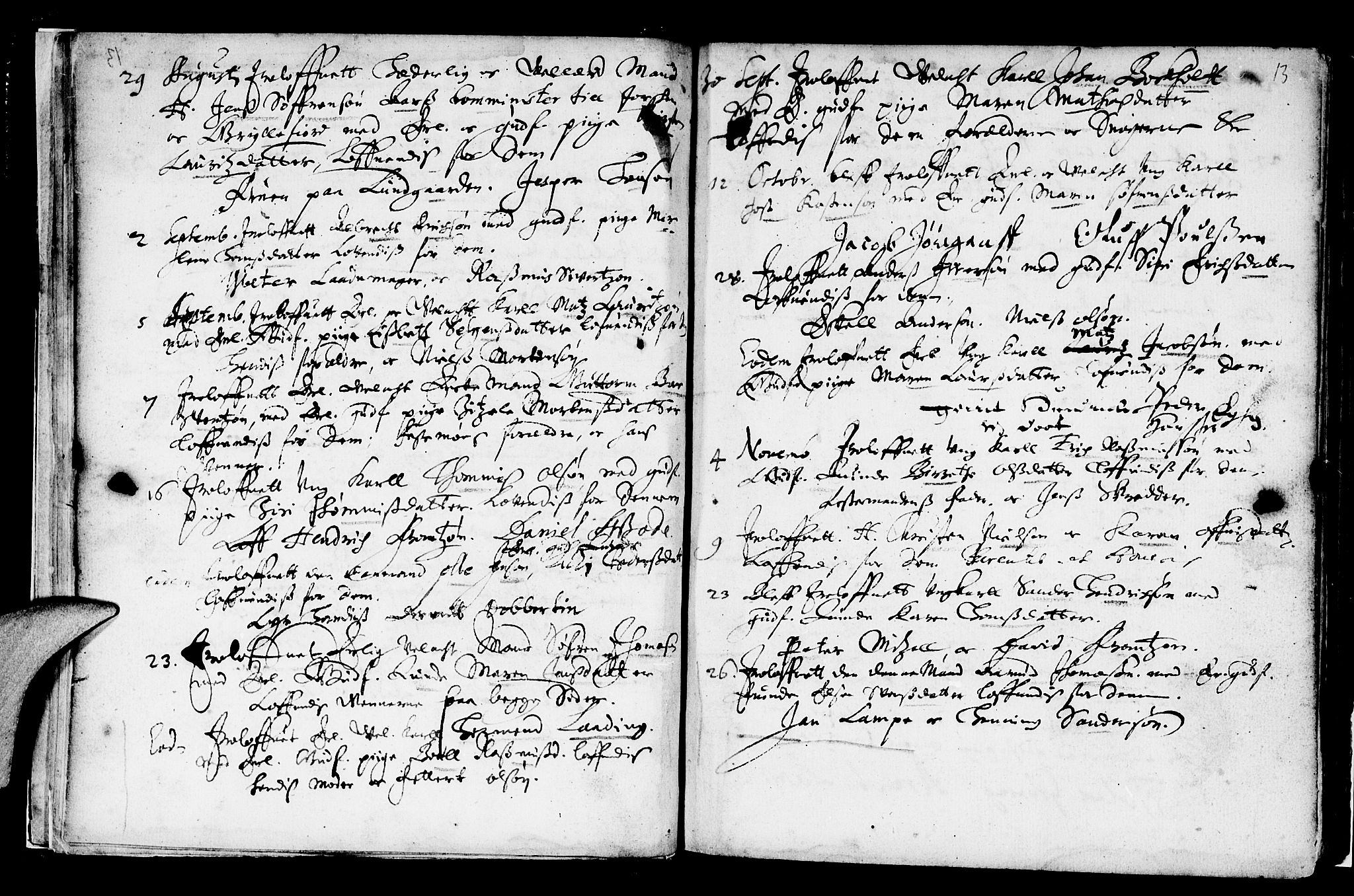 Domkirken sokneprestembete, AV/SAB-A-74801/H/Haa/L0006: Parish register (official) no. A 6, 1663-1683, p. 13