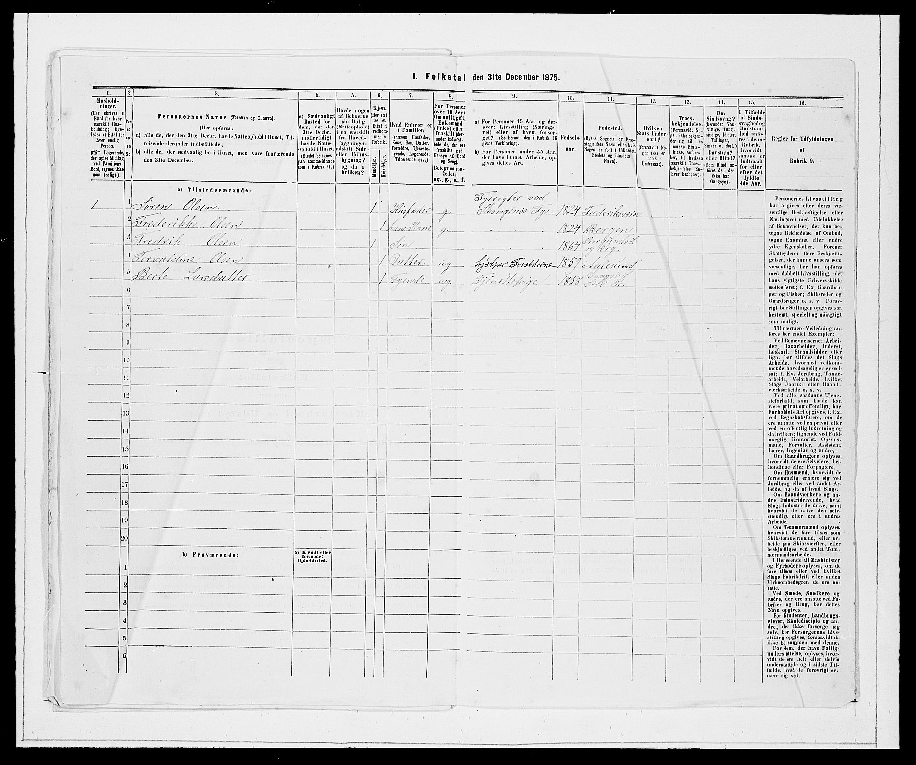 SAB, 1875 Census for 1441P Selje, 1875, p. 699