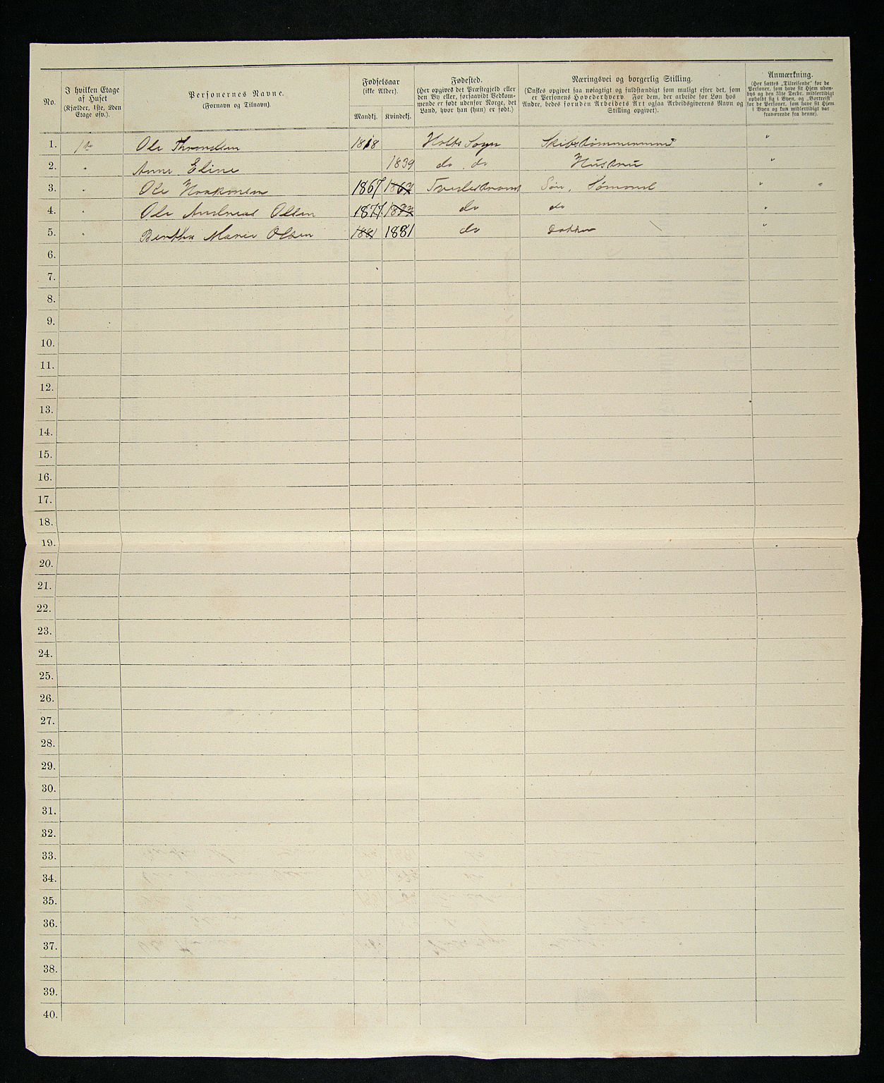 SAK, 1885 census for 0902 Tvedestrand, 1885, p. 6