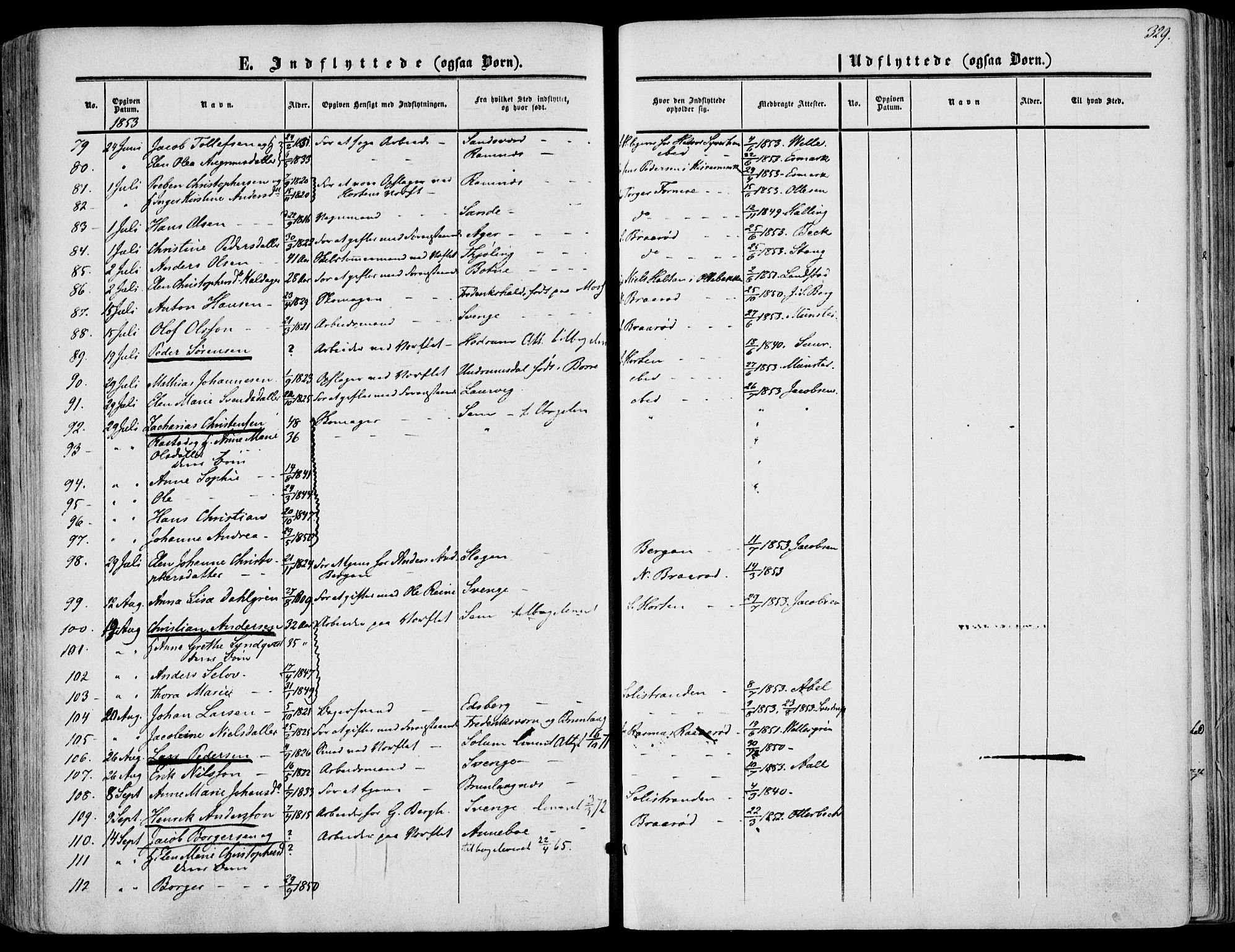 Borre kirkebøker, AV/SAKO-A-338/F/Fa/L0006: Parish register (official) no. I 6, 1852-1862, p. 329