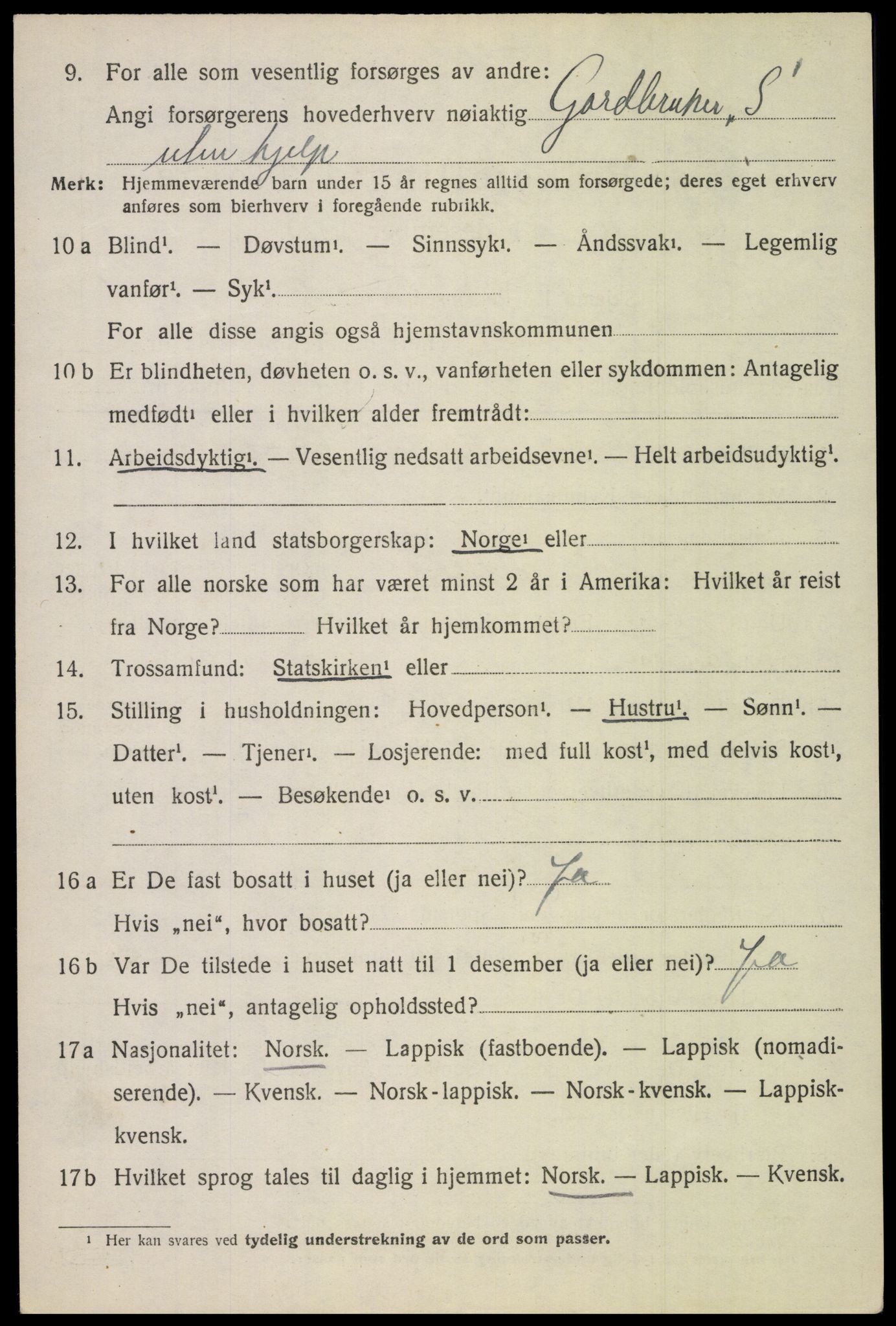 SAT, 1920 census for Saltdal, 1920, p. 7612