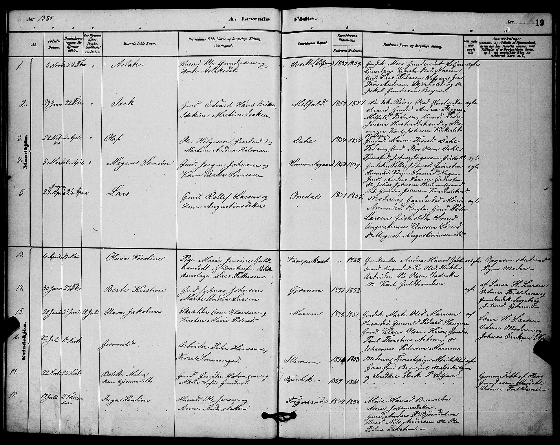 Solum kirkebøker, SAKO/A-306/G/Gb/L0003: Parish register (copy) no. II 3, 1880-1898, p. 19