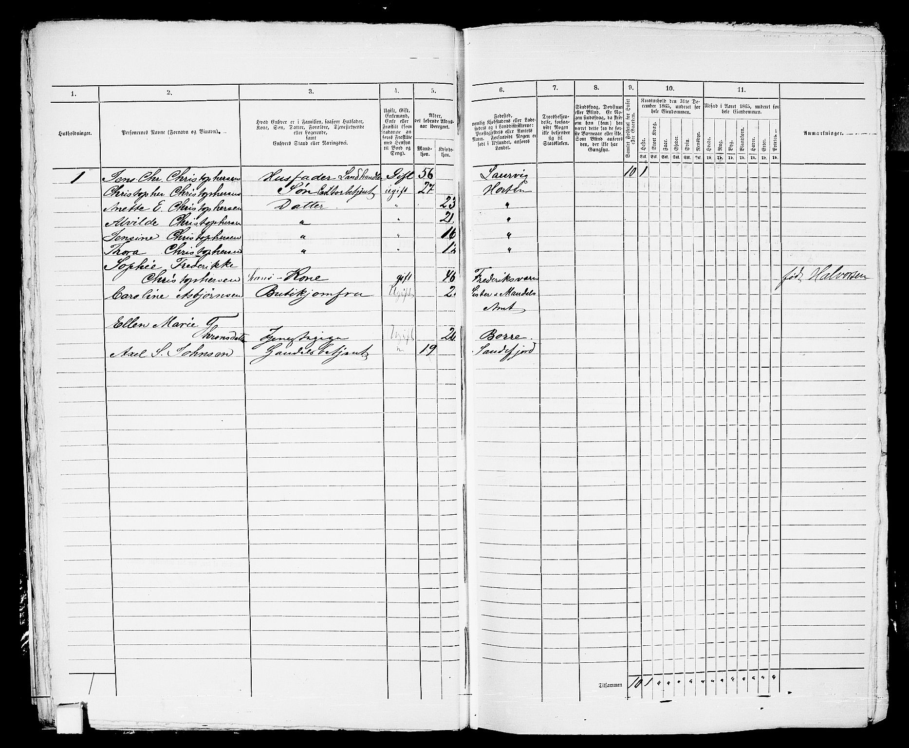 RA, 1865 census for Horten, 1865, p. 29