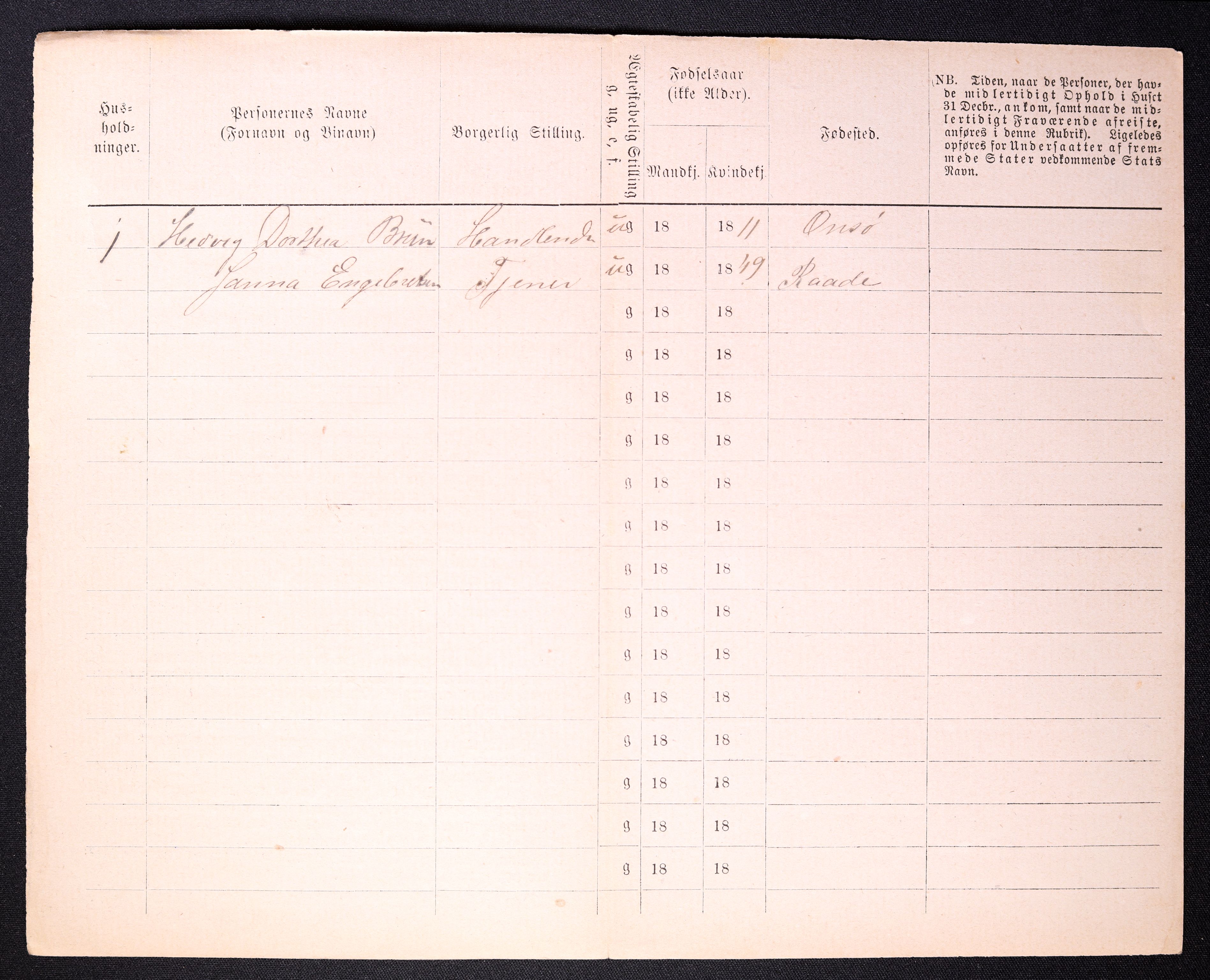 RA, 1870 census for 0103 Fredrikstad, 1870, p. 1086