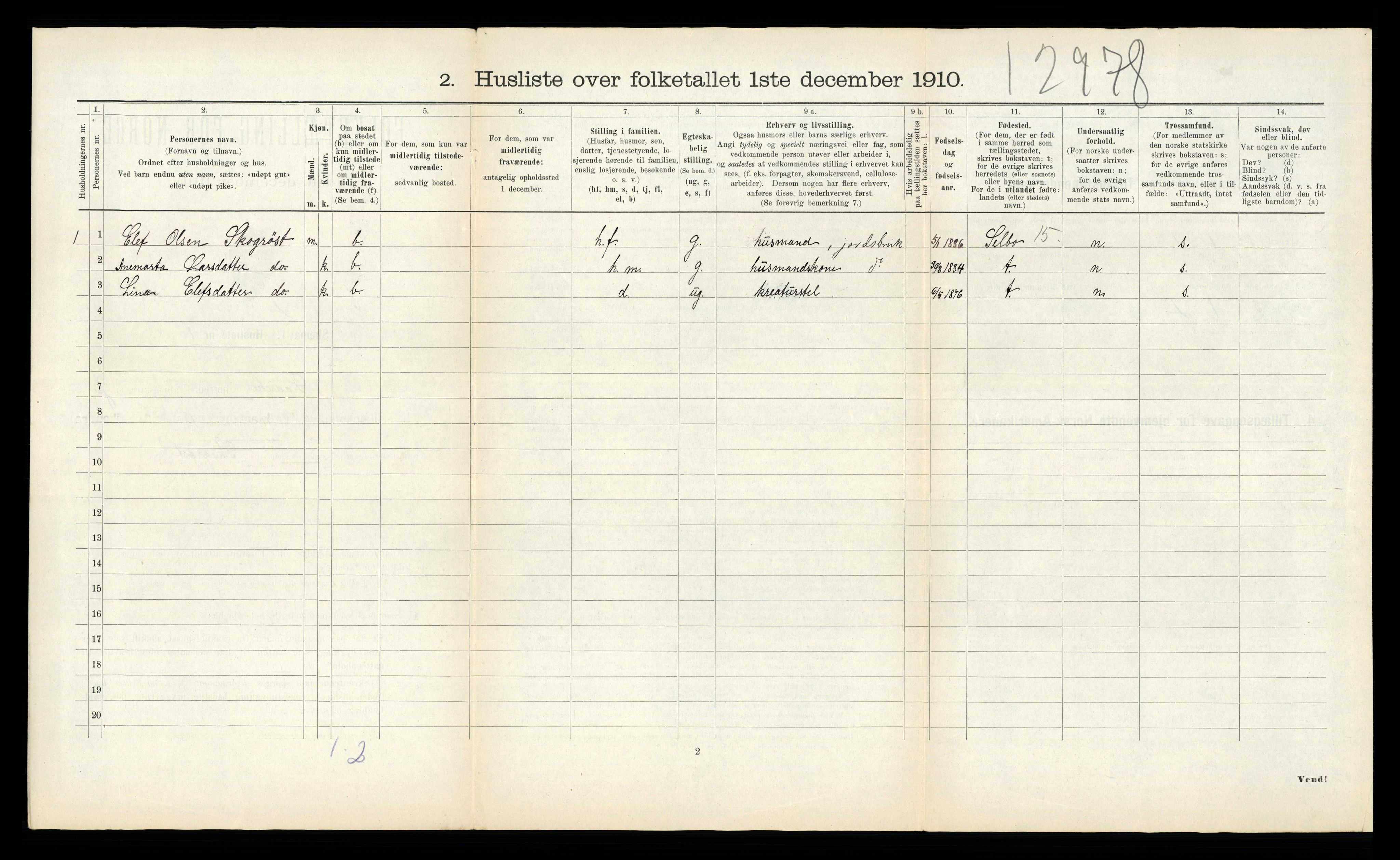 RA, 1910 census for Lånke, 1910, p. 547