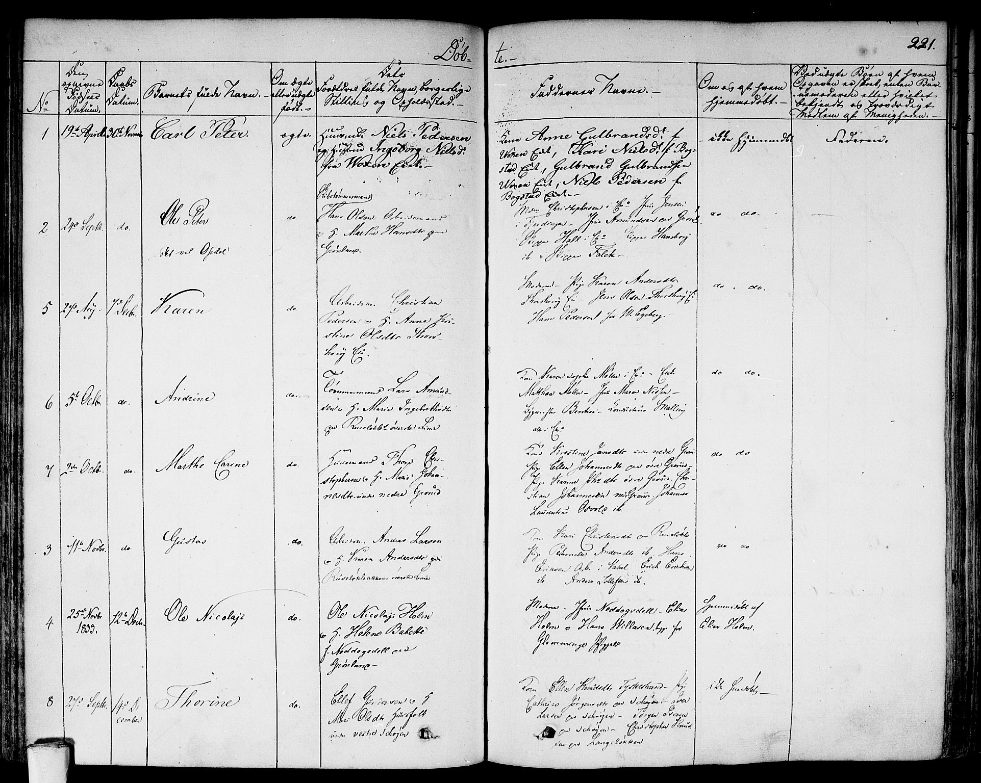 Aker prestekontor kirkebøker, SAO/A-10861/F/L0013: Parish register (official) no. 13, 1828-1837, p. 221