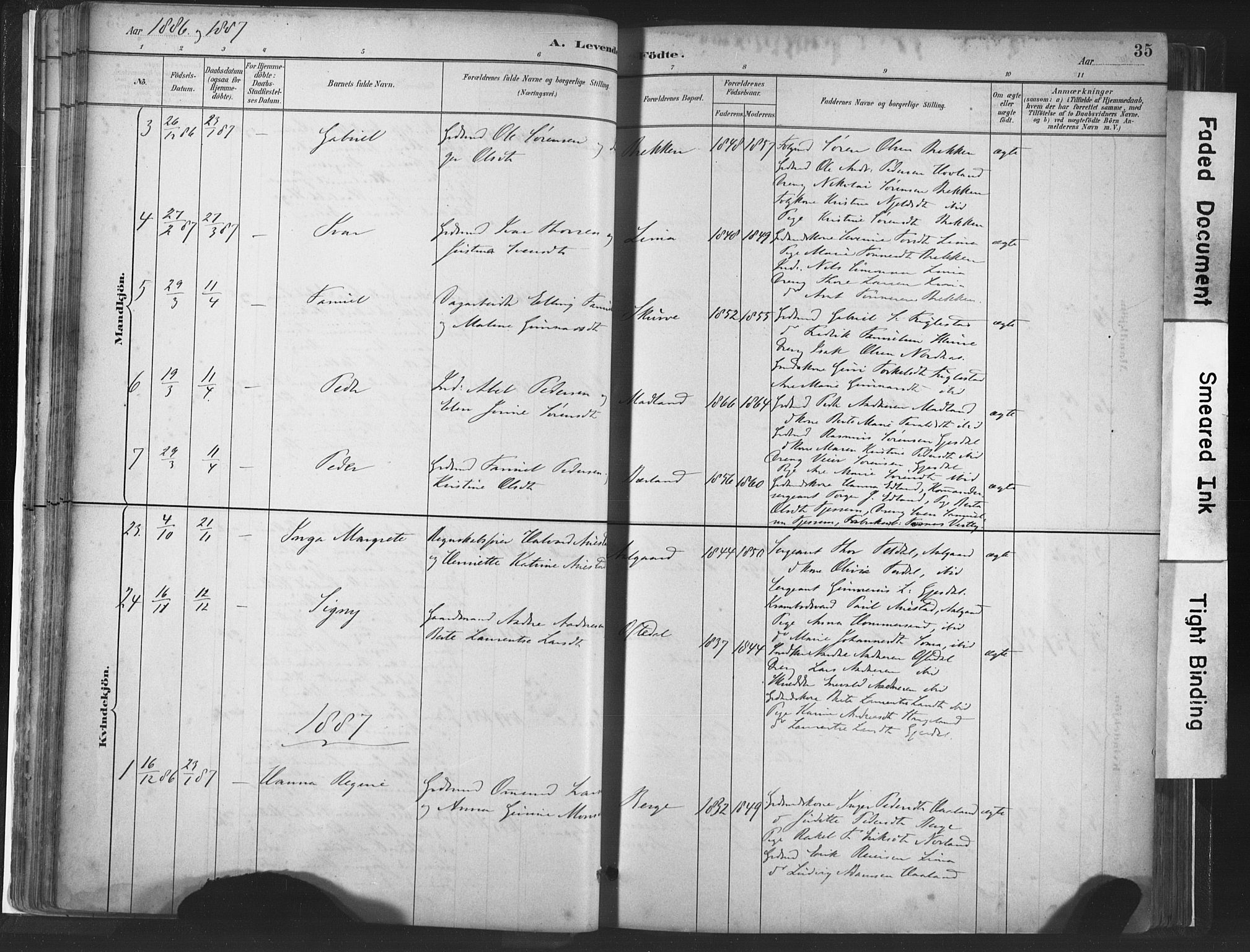 Lye sokneprestkontor, AV/SAST-A-101794/001/30BA/L0010: Parish register (official) no. A 10, 1881-1896, p. 35