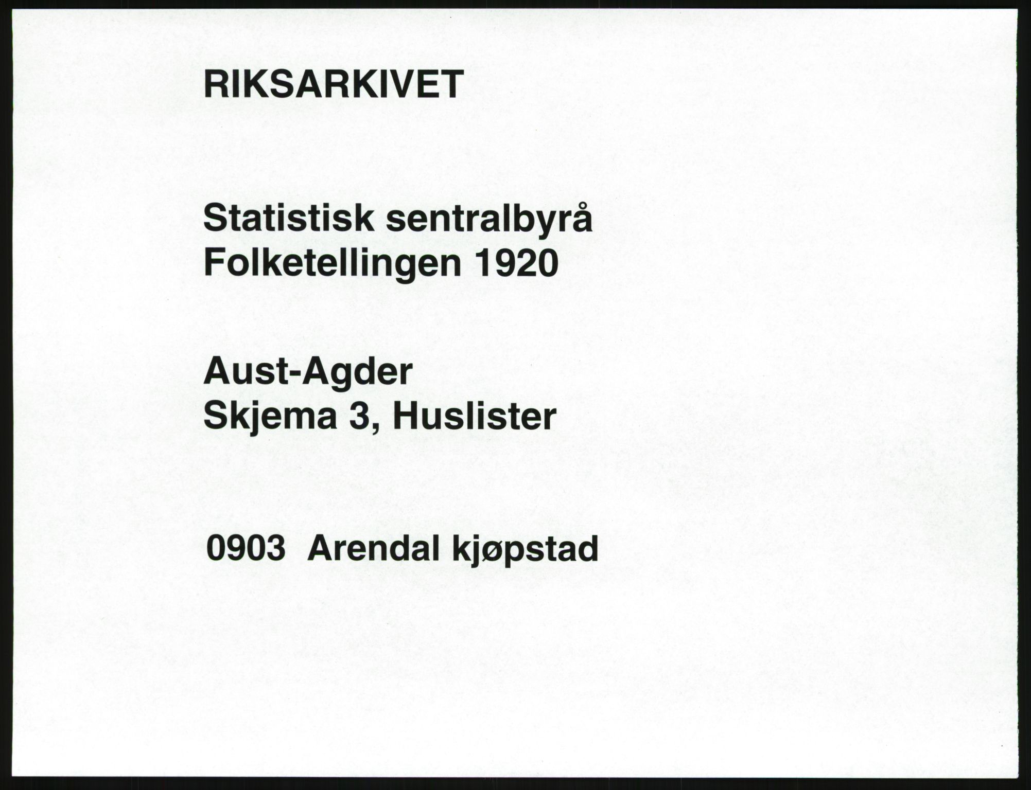 SAK, 1920 census for Arendal, 1920, p. 80